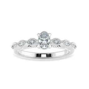 0.70cts Oval Cut Solitaire with Marquise Cut Diamond Accents Platinum Ring JL PT 2017-B