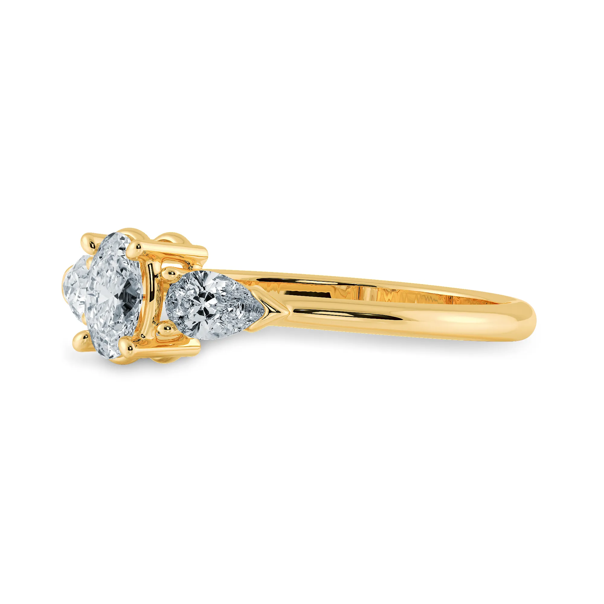 0.70cts. Oval Cut Solitaire with Pear Cut Diamond Accents 18K Yellow Gold Ring JL AU 1206Y-B