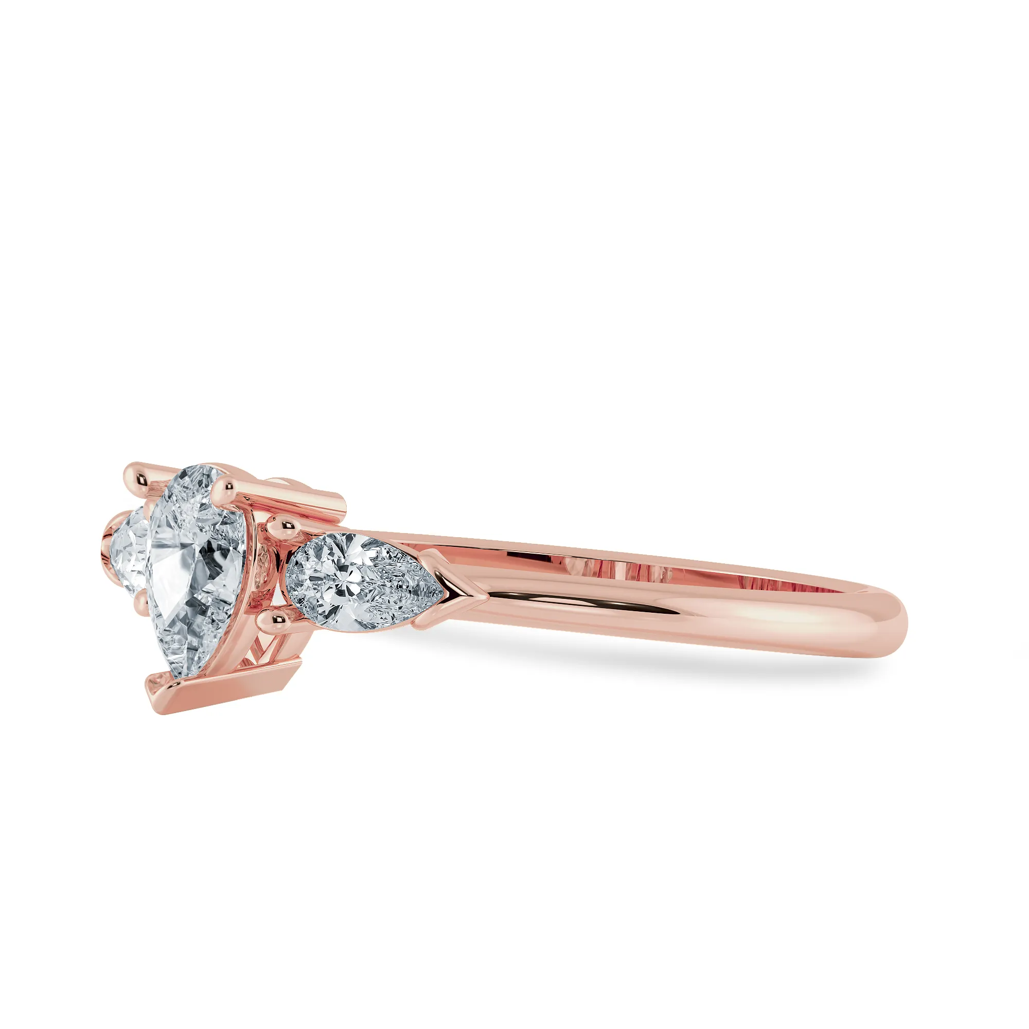 0.70cts. Pear Cut Solitaire Diamond Accents 18K Rose Gold Ring JL AU 1207R-B