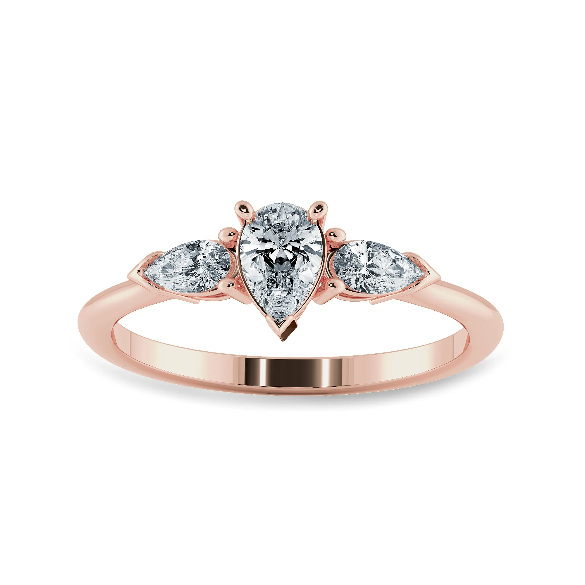 0.70cts. Pear Cut Solitaire Diamond Accents 18K Rose Gold Ring JL AU 1207R-B