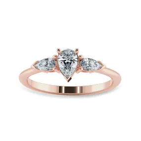 0.70cts. Pear Cut Solitaire Diamond Accents 18K Rose Gold Ring JL AU 1207R-B