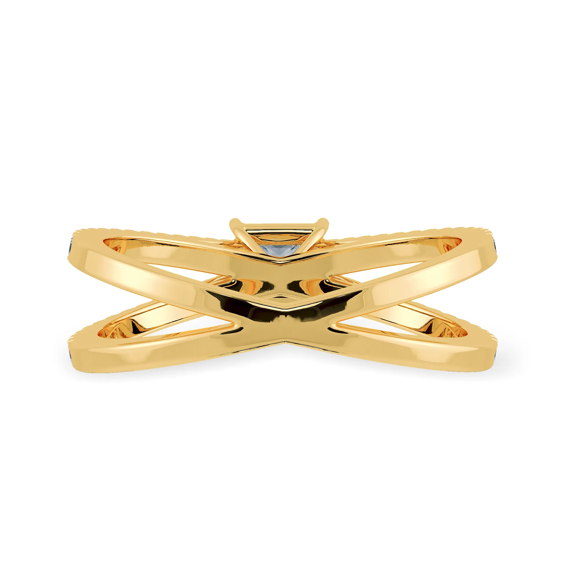 0.70cts. Princess Cut Solitaire Diamond Split Shank 18K Yellow Gold Ring JL AU 1170Y-B