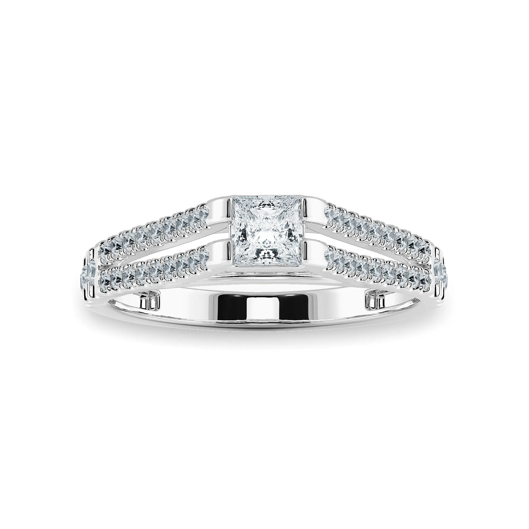 0.70cts Princess Cut Solitaire Diamond Split Shank Platinum Ring JL PT 1178-C