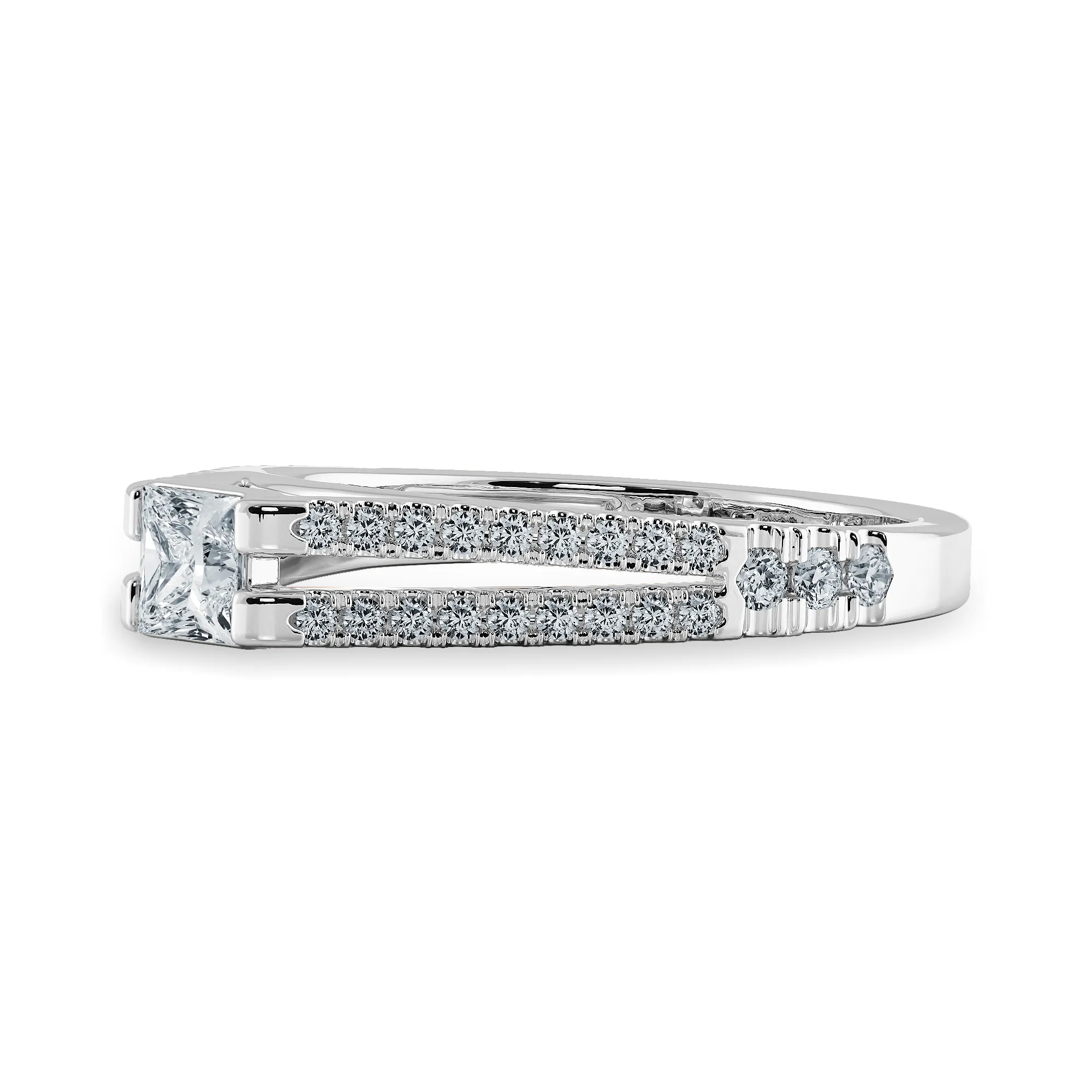0.70cts Princess Cut Solitaire Diamond Split Shank Platinum Ring JL PT 1178-C