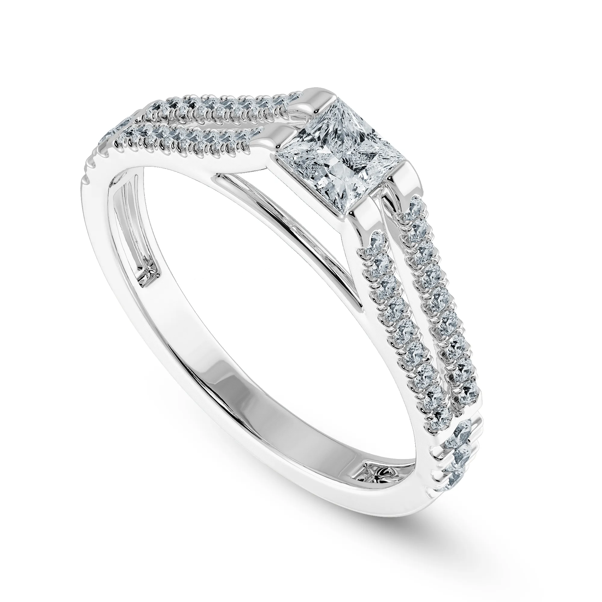 0.70cts Princess Cut Solitaire Diamond Split Shank Platinum Ring JL PT 1178-C