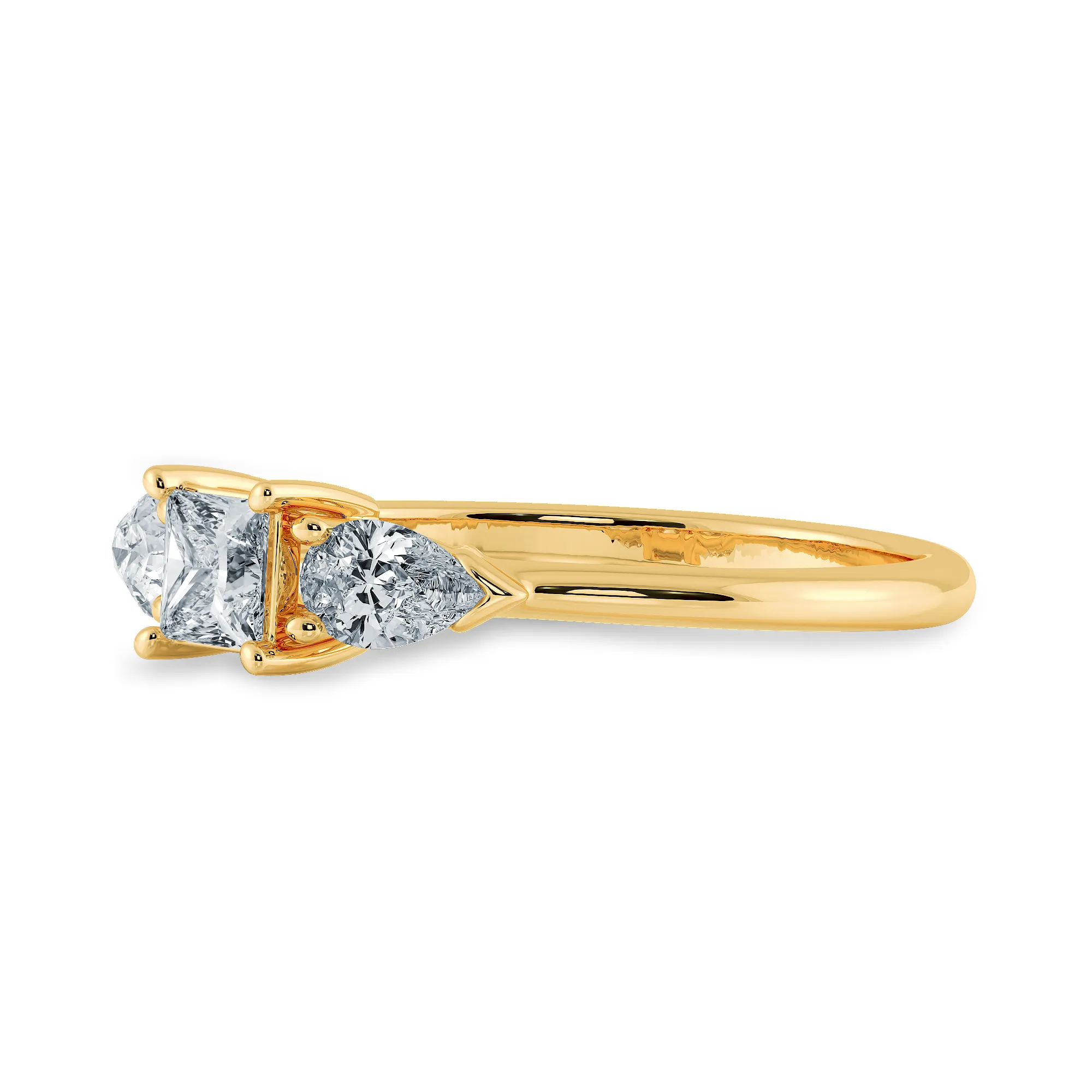 0.70cts. Princess Cut Solitaire with Pear Cut Diamond Accents 18K Yellow Gold Ring JL AU 2021Y-B