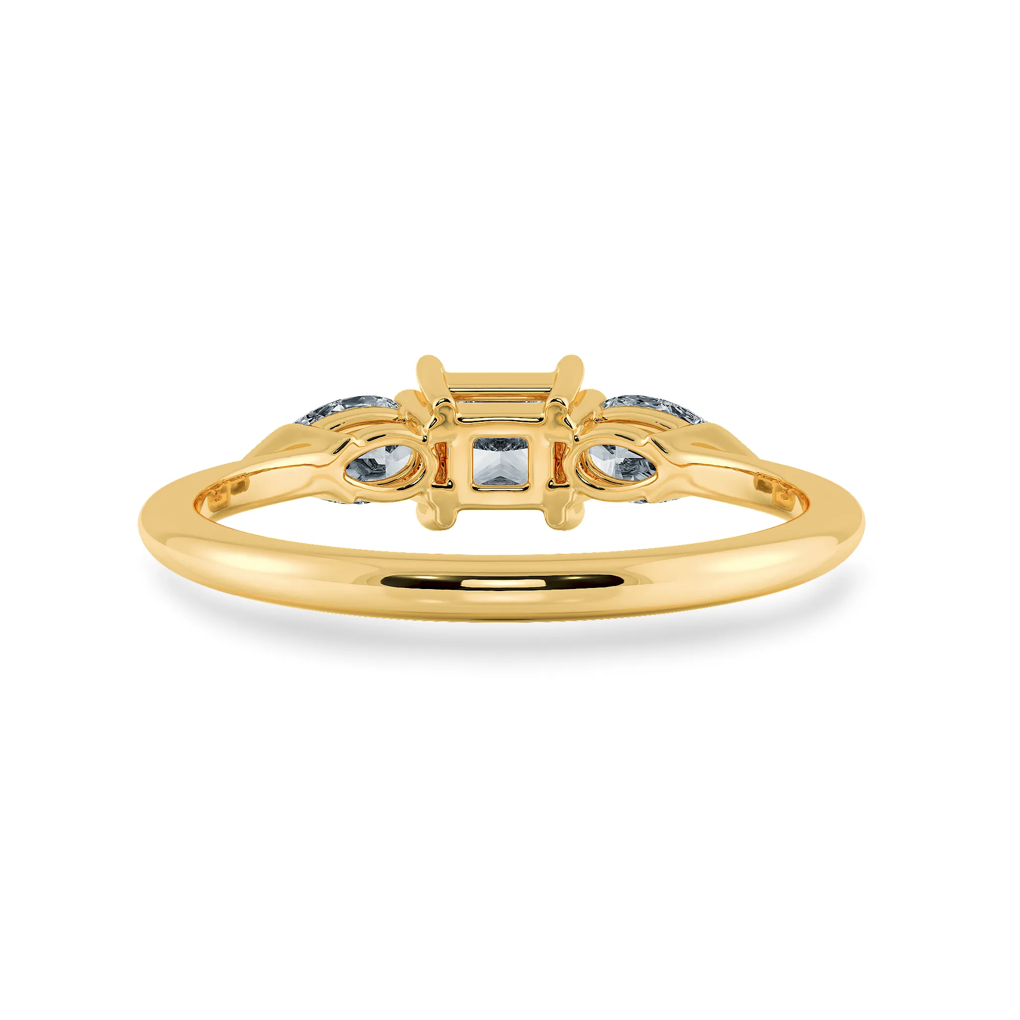 0.70cts. Princess Cut Solitaire with Pear Cut Diamond Accents 18K Yellow Gold Ring JL AU 2021Y-B