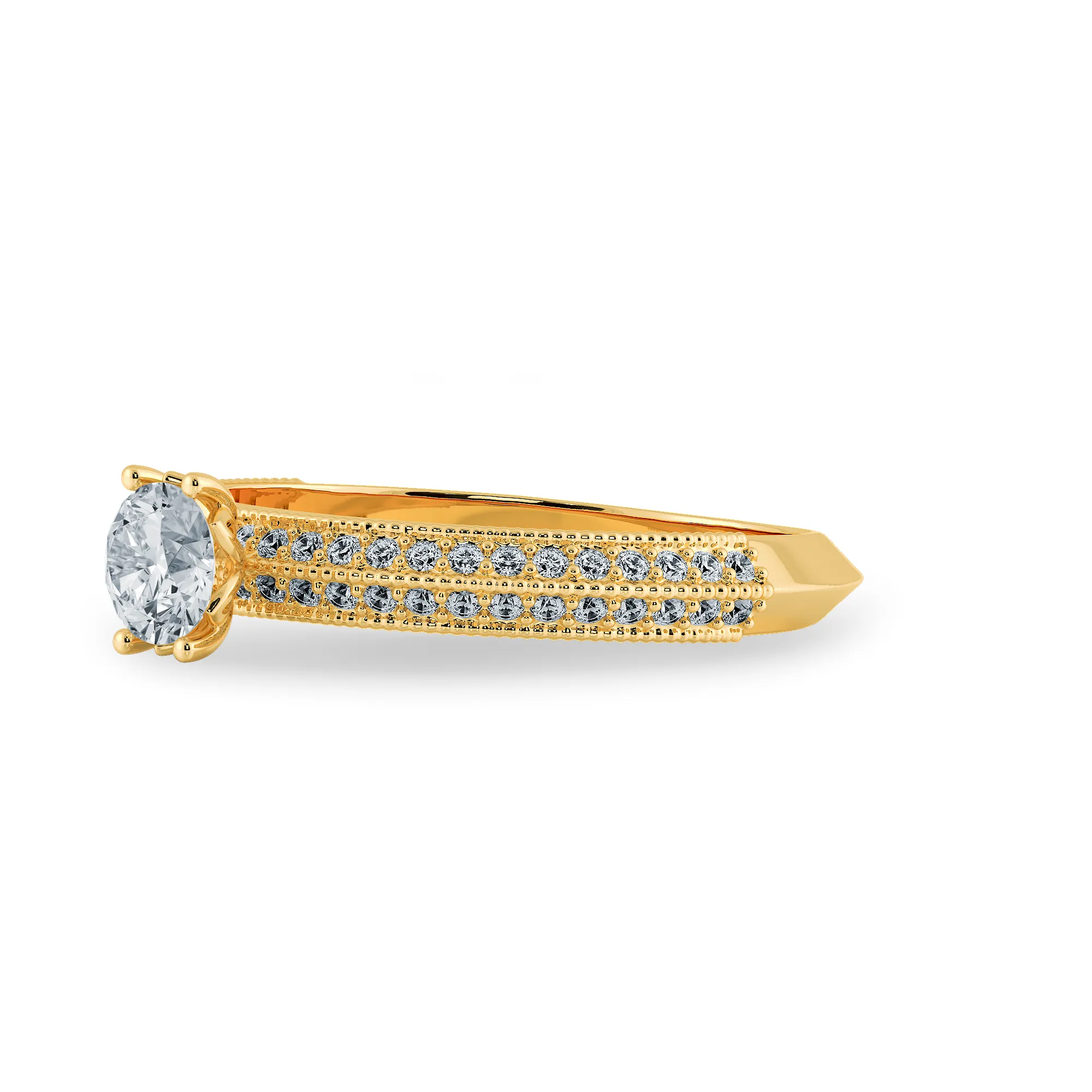 0.70cts. Solitaire Diamond Split Shank 18K Yellow Gold Ring JL AU 1185Y-B