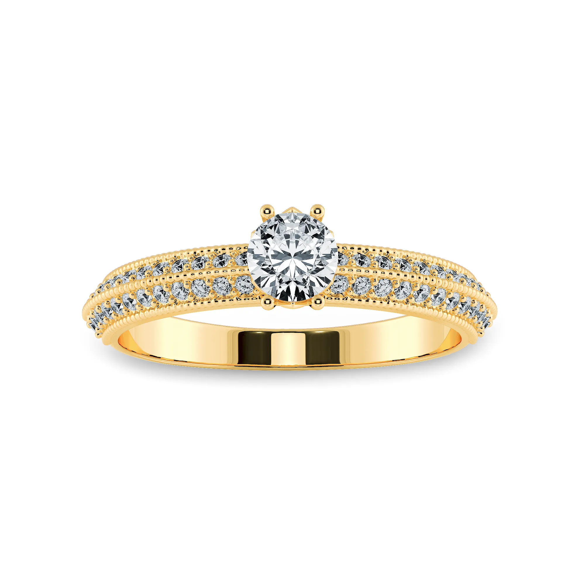 0.70cts. Solitaire Diamond Split Shank 18K Yellow Gold Ring JL AU 1185Y-B