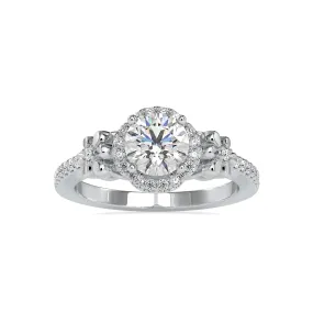 0.70cts. Solitaire Platinum Halo Diamond Shank Engagement Ring JL PT 0047