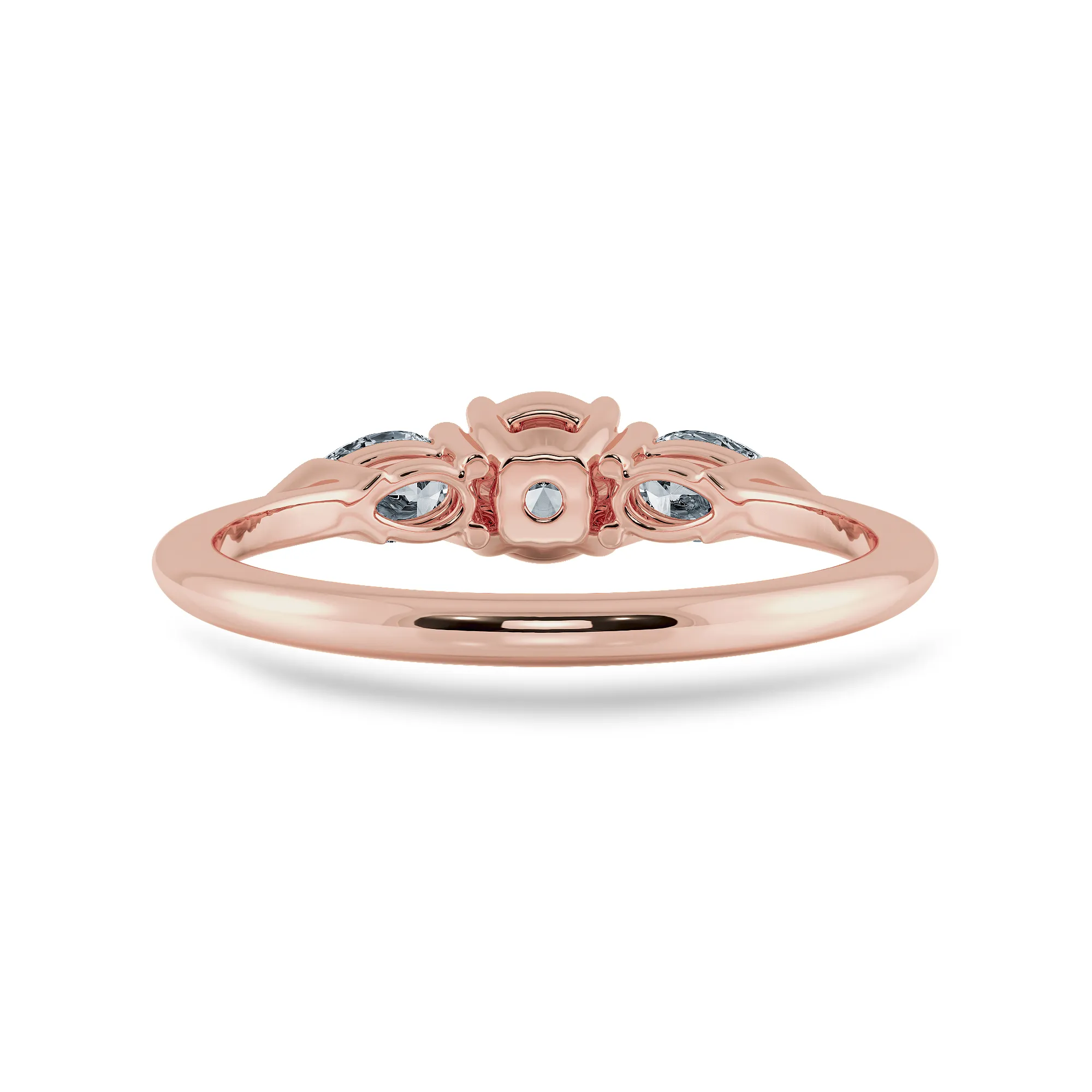 0.70cts. Solitaire with Pear Cut Accents Diamond 18K Rose Gold Ring JL AU 2020R-B