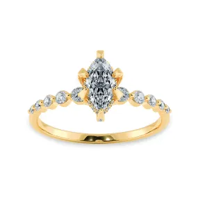 0.70ts. Marquise Cut Solitaire Halo Diamond Accents 18K Yellow Gold Ring JL AU 2010Y-B
