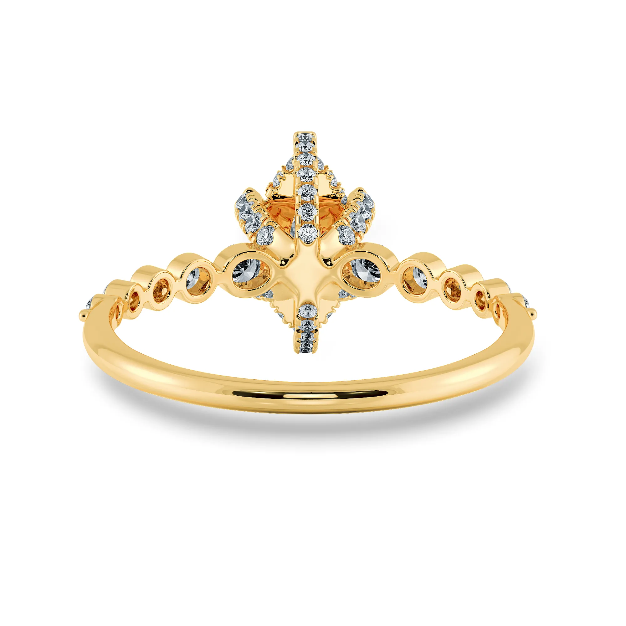 0.70ts. Marquise Cut Solitaire Halo Diamond Accents 18K Yellow Gold Ring JL AU 2010Y-B