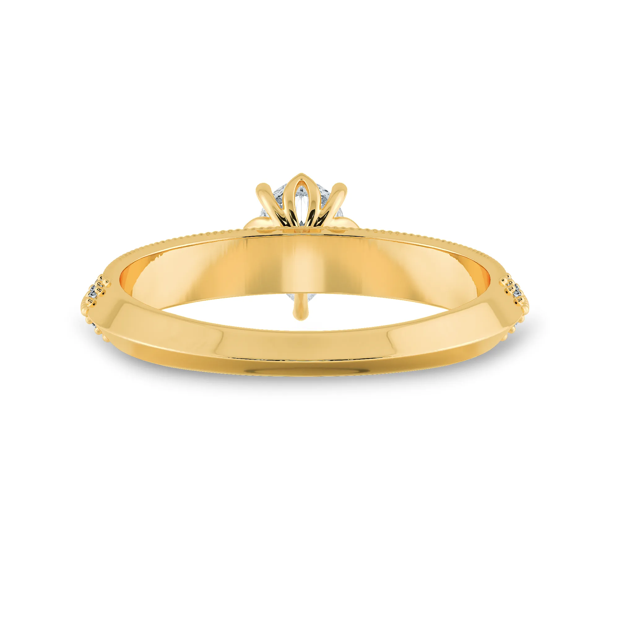 0.70ts. Pear Cut Solitaire Diamond Split Shank 18K Yellow Gold Ring JL AU 1191Y-B