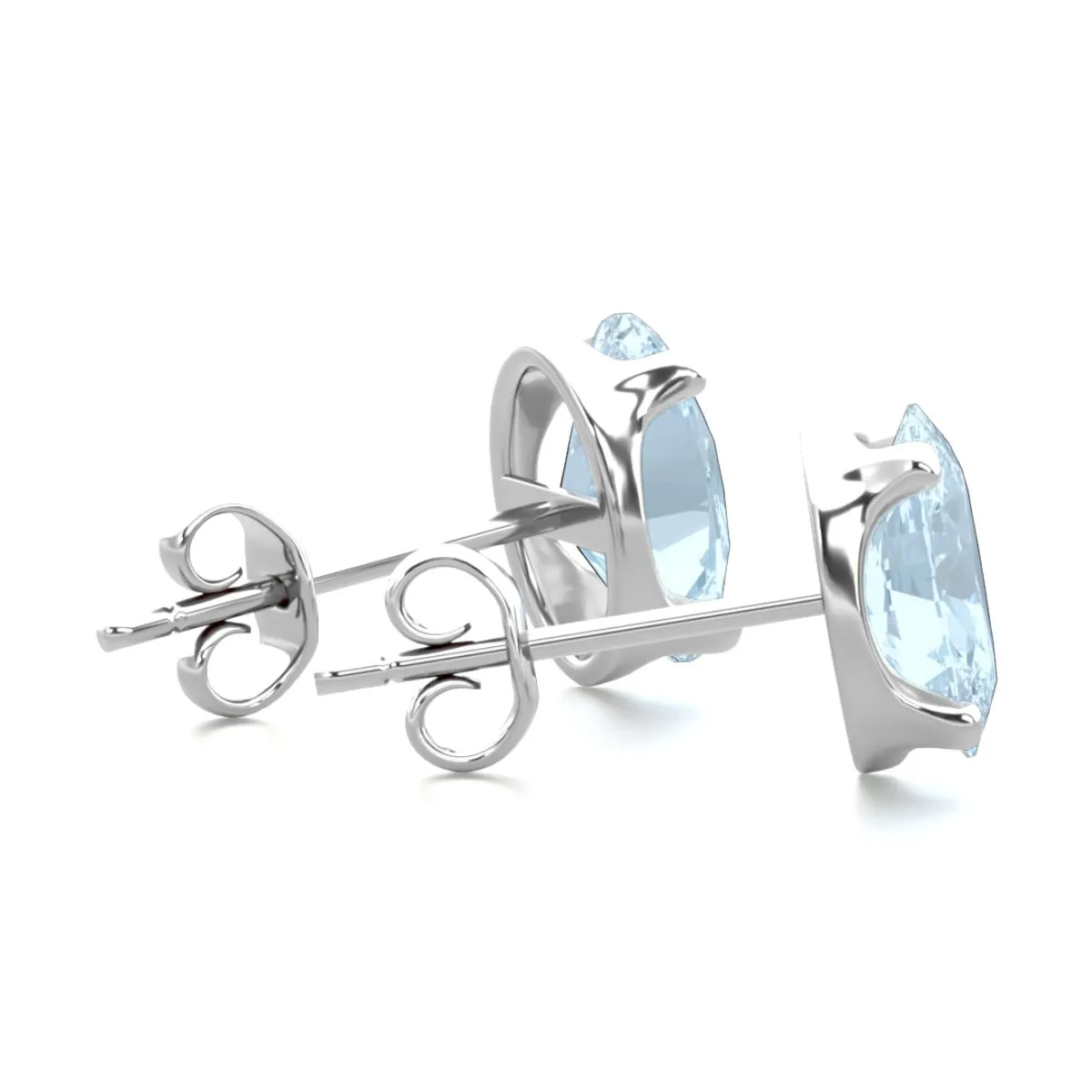1 1/2 Carat Oval Shape Aquamarine Stud Earrings In Sterling Silver