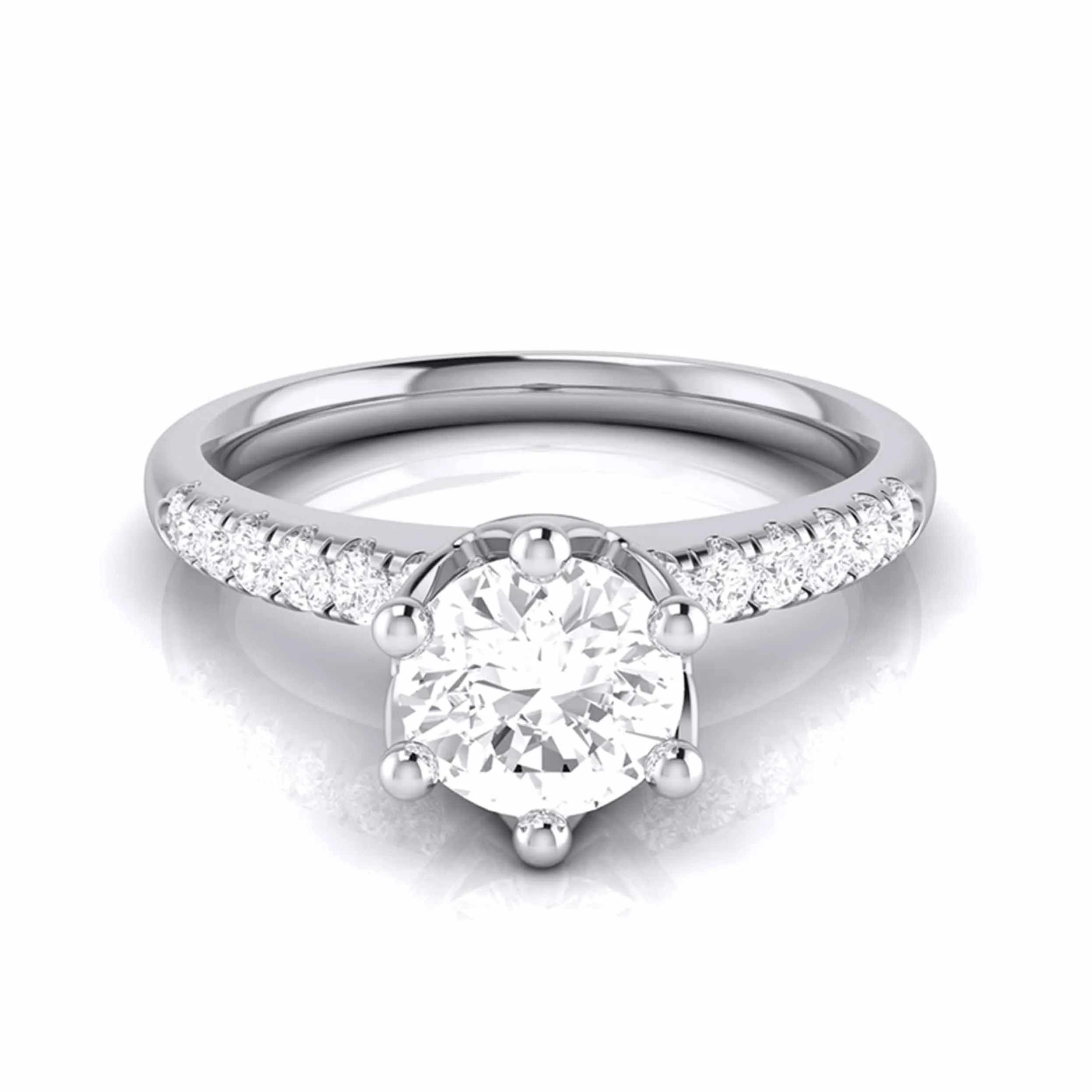 1-Carat Flowery Platinum Solitaire Engagement Ring with Diamond Shank JL PT G 105-C