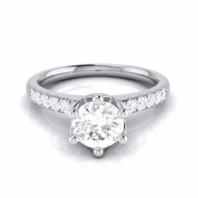 1-Carat Flowery Platinum Solitaire Engagement Ring with Diamond Shank JL PT G 105-C
