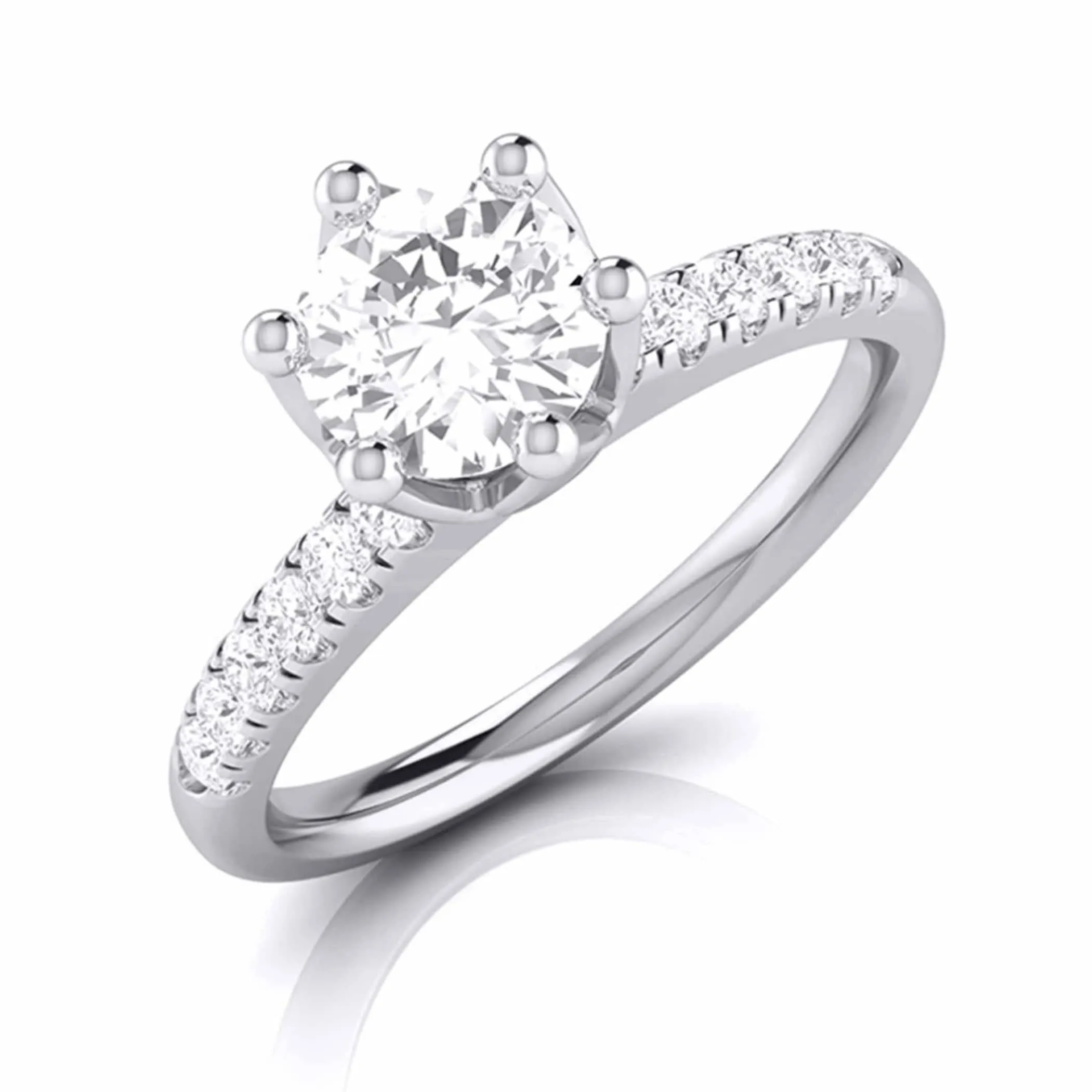 1-Carat Flowery Platinum Solitaire Engagement Ring with Diamond Shank JL PT G 105-C