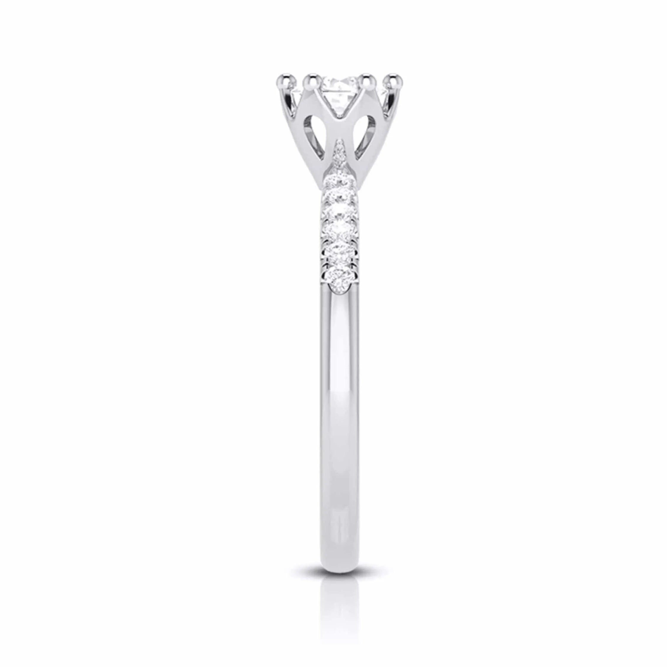 1-Carat Flowery Platinum Solitaire Engagement Ring with Diamond Shank JL PT G 105-C