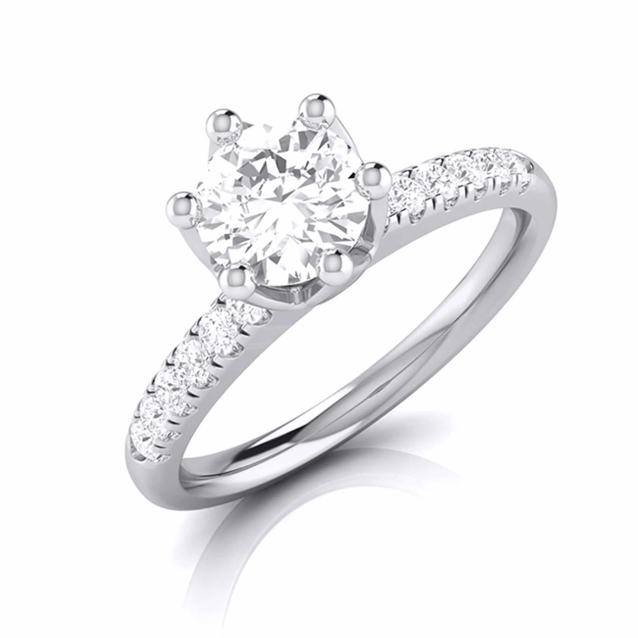 1-Carat Flowery Platinum Solitaire Engagement Ring with Diamond Shank JL PT G 105-C