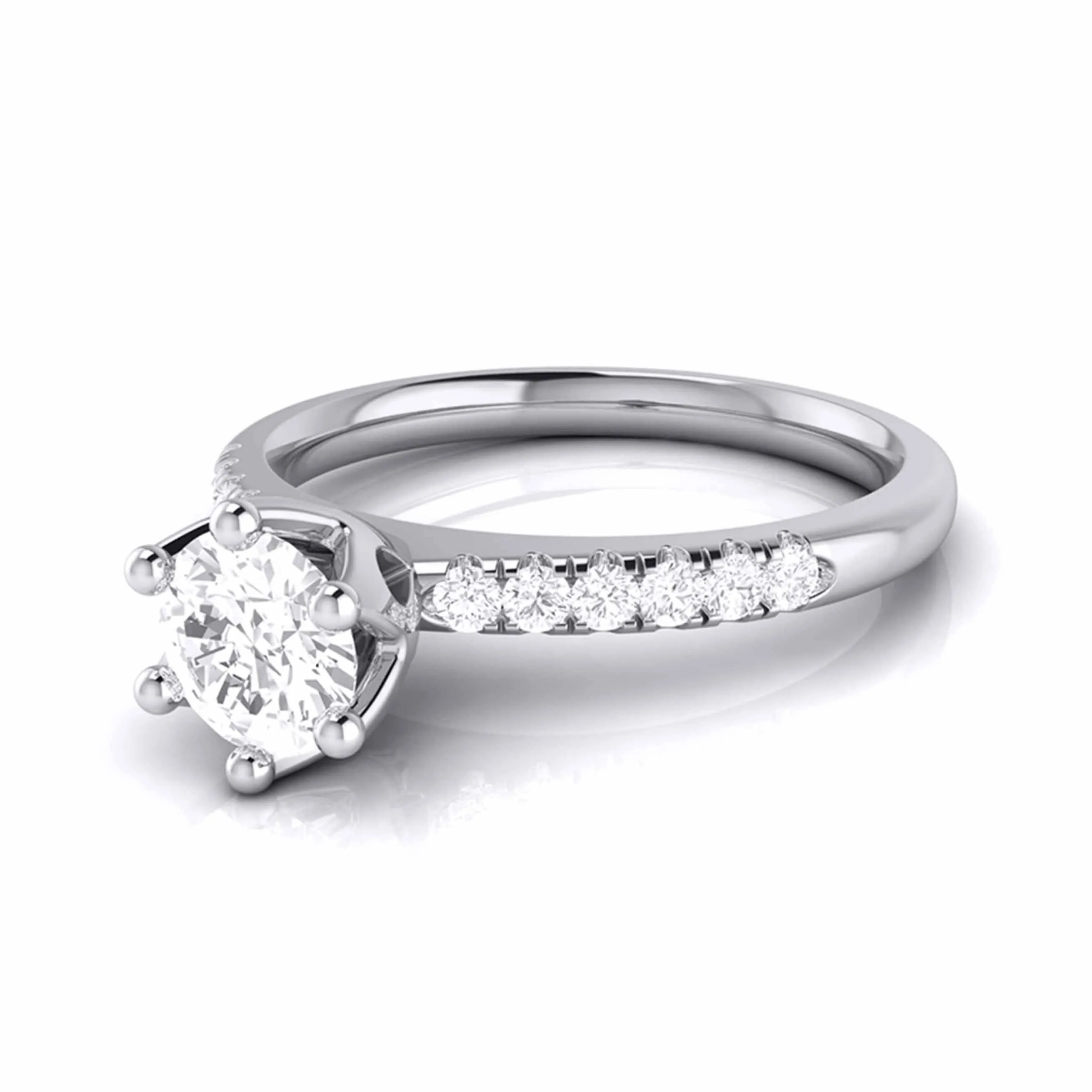 1-Carat Flowery Platinum Solitaire Engagement Ring with Diamond Shank JL PT G 105-C