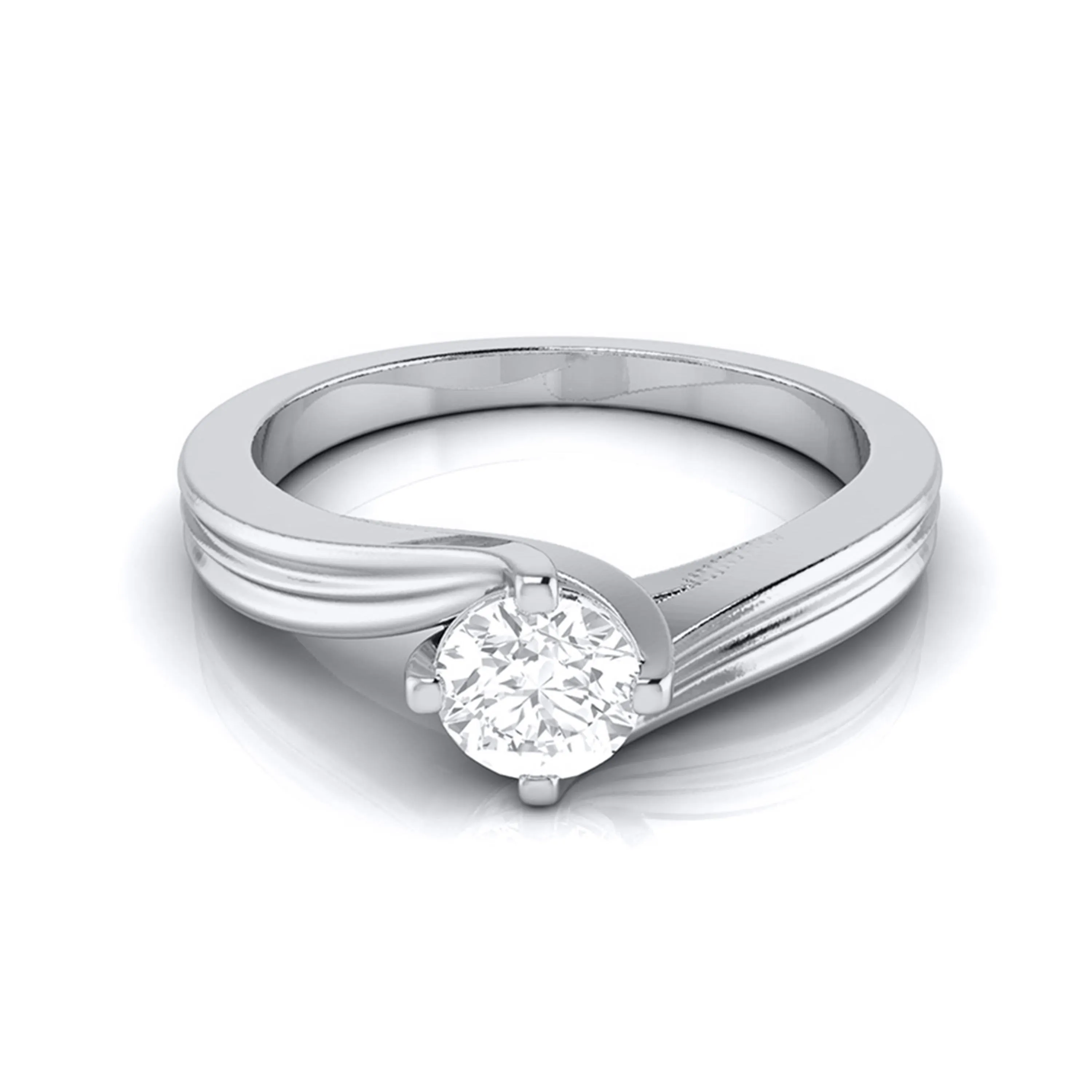 1-Carat Lab Grown Solitaire Curvy Platinum Engagement Ring for Women JL PT LG G-124-B