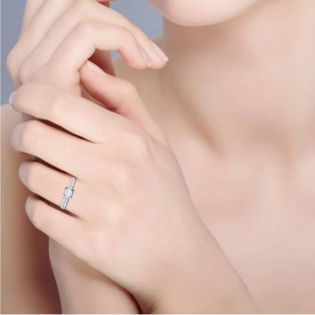 1-Carat Lab Grown Solitaire Diamond Split Shank Platinum Ring JL PT RP RD LG G 152-B