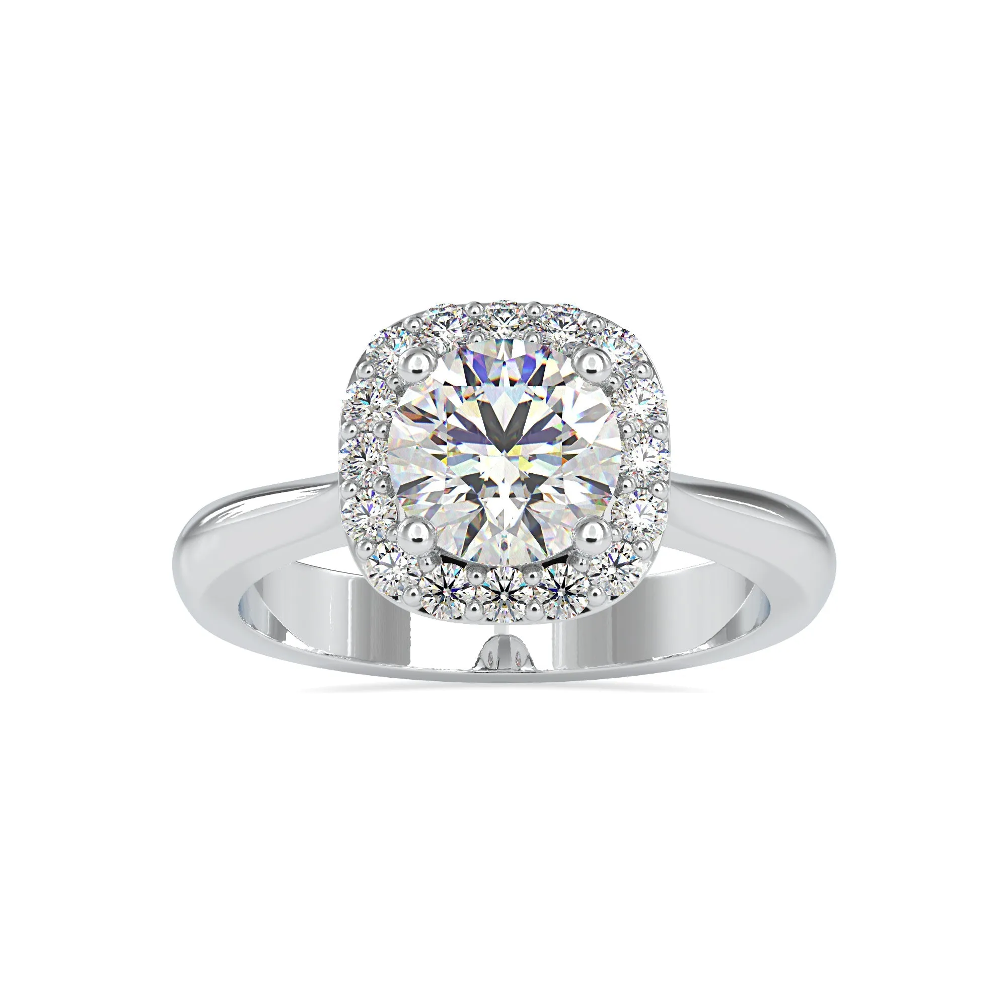 1-Carat Lab Grown Solitaire Platinum Diamond Halo Engagement Ring JL PT LG G 0101-B