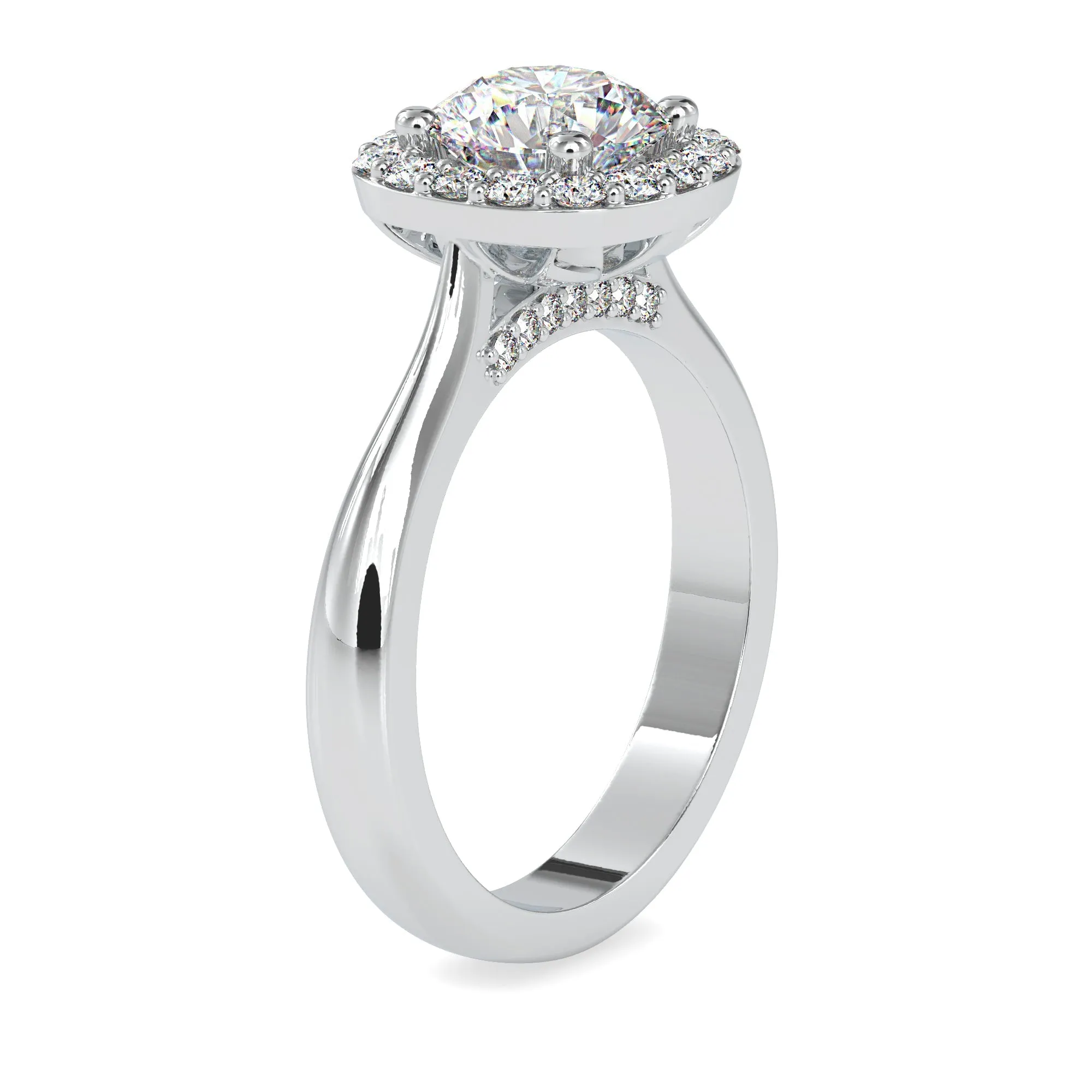 1-Carat Lab Grown Solitaire Platinum Diamond Halo Engagement Ring JL PT LG G 0101-B