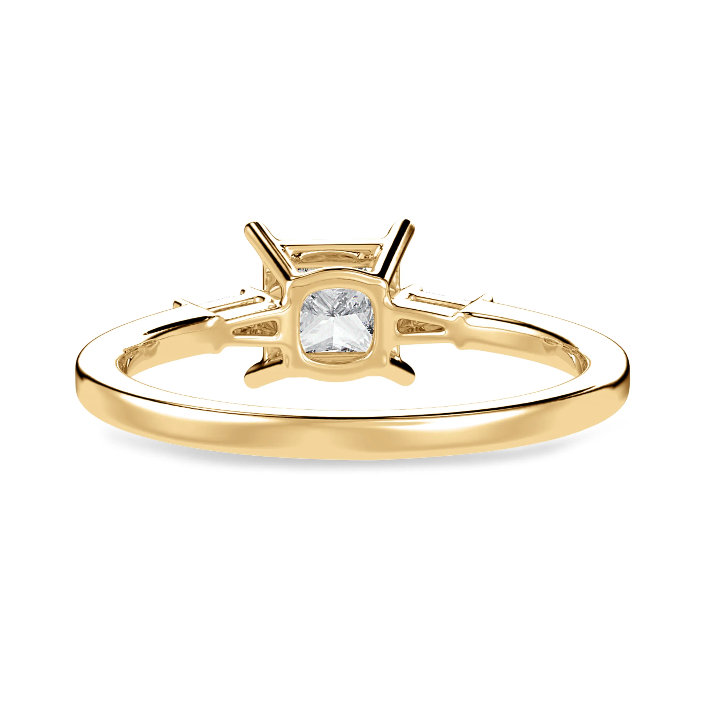 1 Carat. Princess Cut Solitaire Baguette Diamond Assent 18K Yellow Gold Ring JL AU 1211Y-C