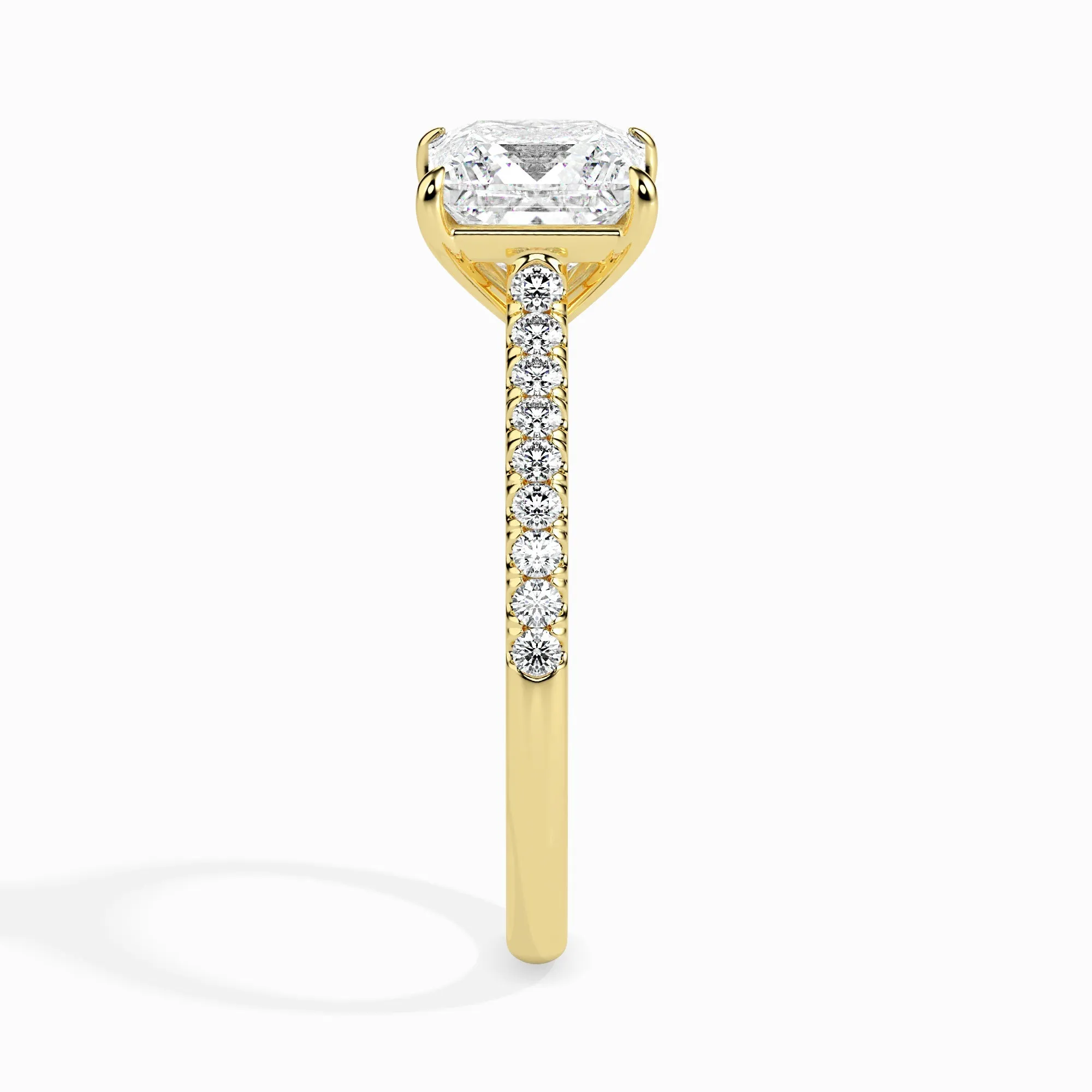 1-Carat Princess Cut Solitaire Diamond Shank 18K Yellow Gold Ring JL AU 19012Y-C
