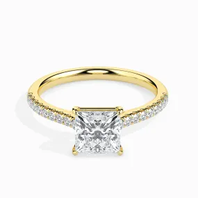 1-Carat Princess Cut Solitaire Diamond Shank 18K Yellow Gold Ring JL AU 19012Y-C