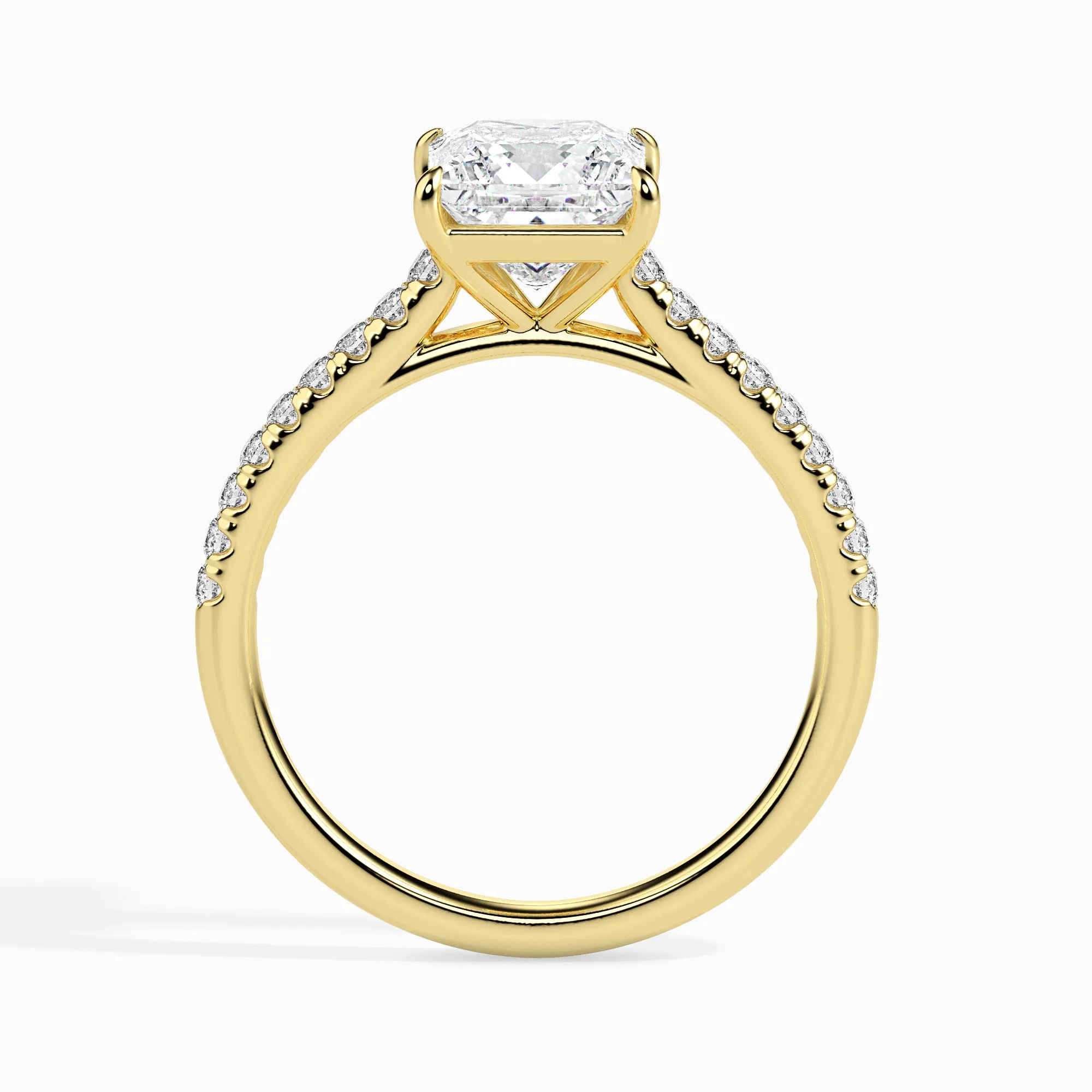 1-Carat Princess Cut Solitaire Diamond Shank 18K Yellow Gold Ring JL AU 19012Y-C