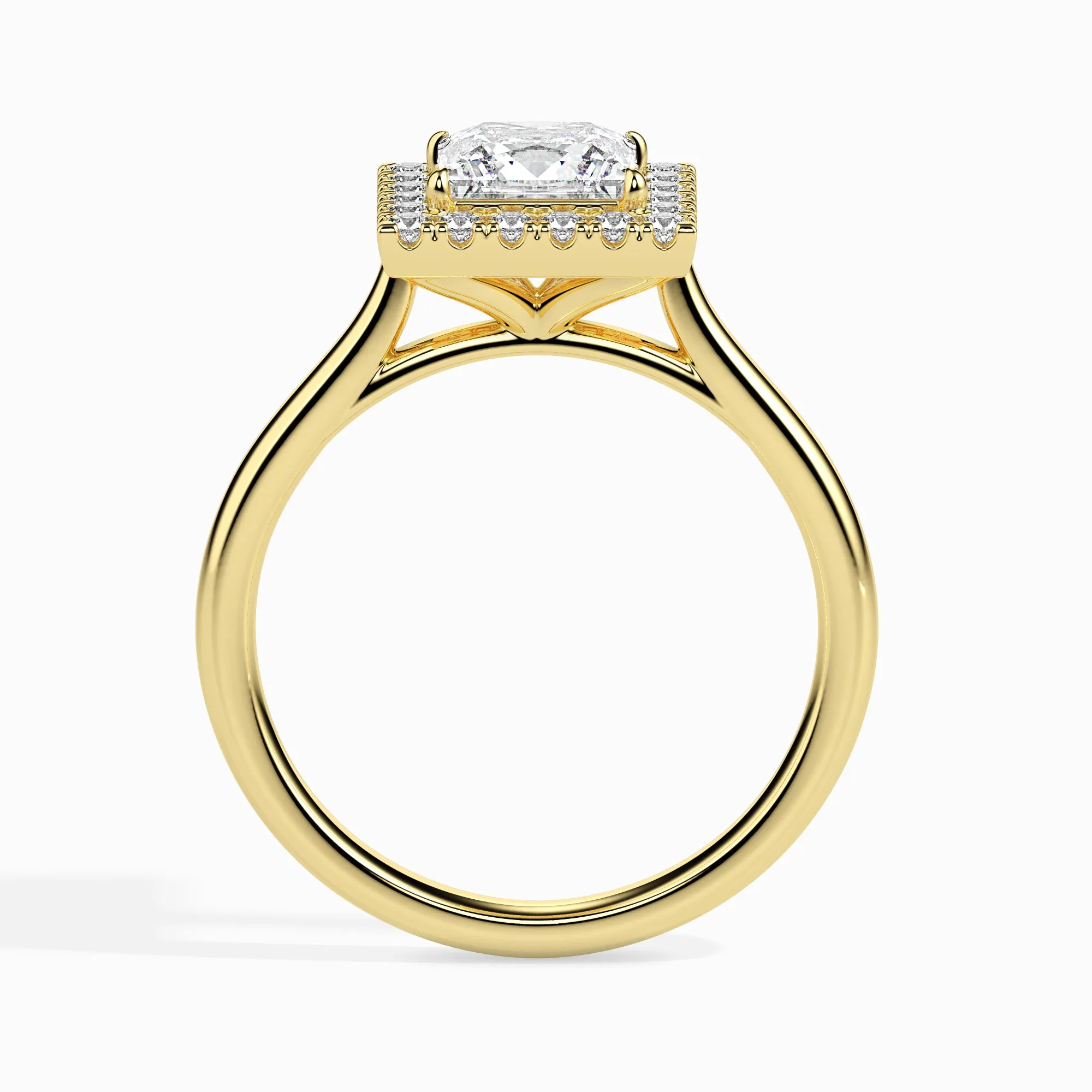 1-Carat Princess Cut Solitaire Square Halo Diamond 18K Yellow Gold Ring JL AU 19022Y-C