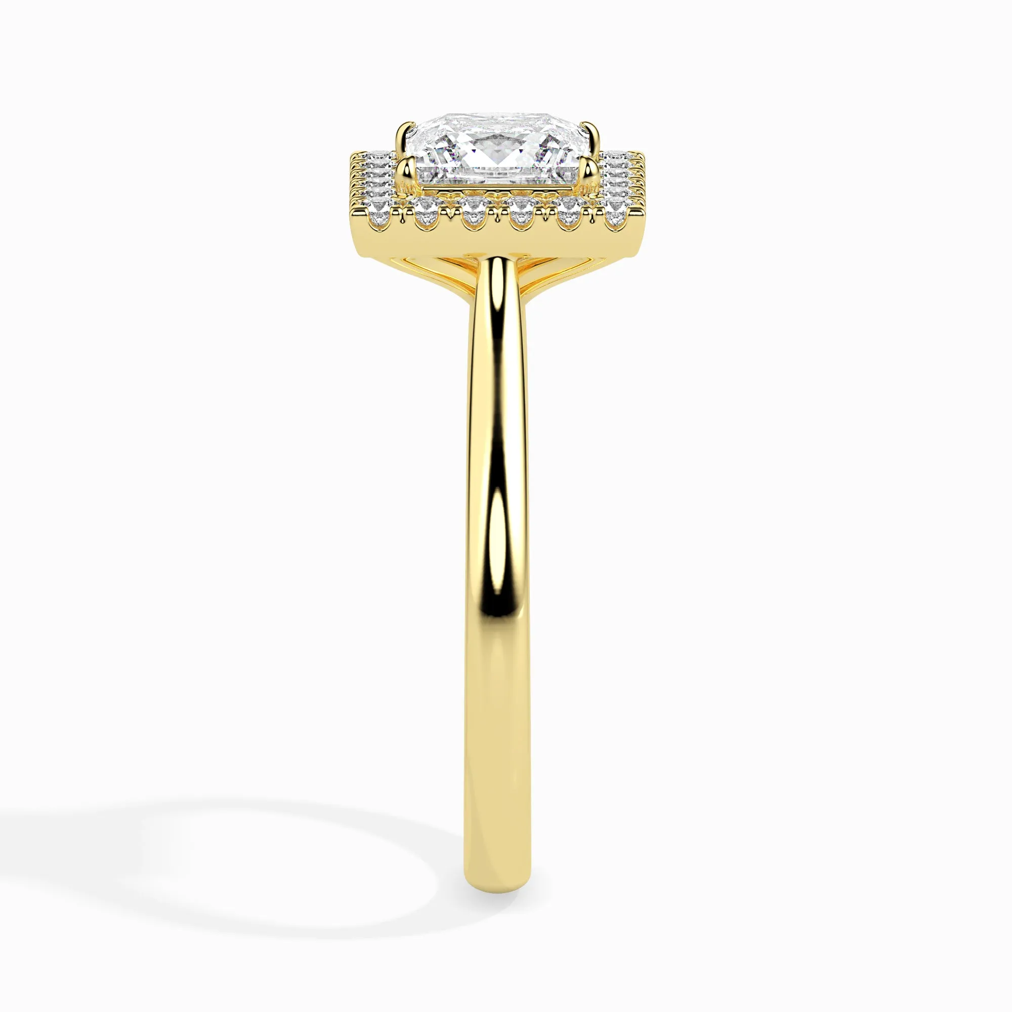 1-Carat Princess Cut Solitaire Square Halo Diamond 18K Yellow Gold Ring JL AU 19022Y-C