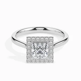 1-Carat Princess Cut Solitaire Square Halo Diamond Platinum Ring JL PT 19022-C
