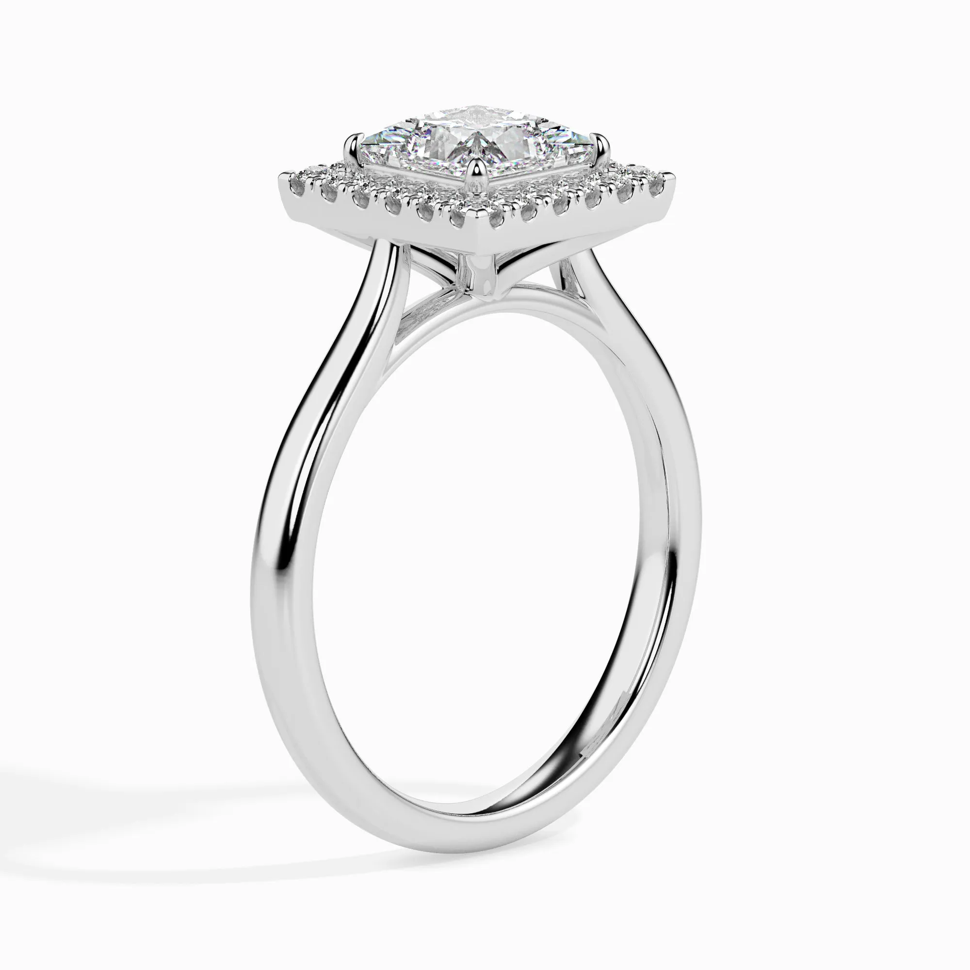 1-Carat Princess Cut Solitaire Square Halo Diamond Platinum Ring JL PT 19022-C