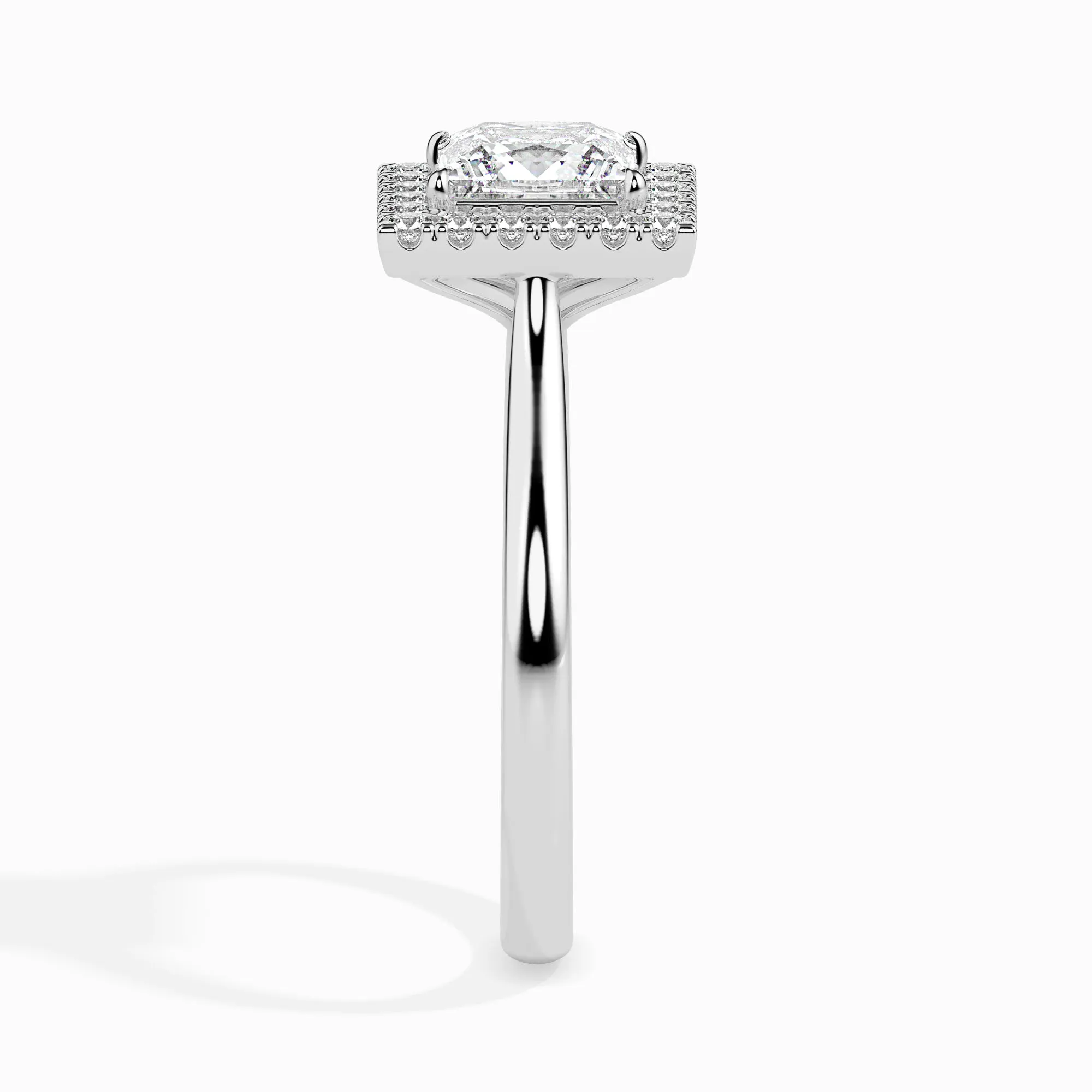 1-Carat Princess Cut Solitaire Square Halo Diamond Platinum Ring JL PT 19022-C