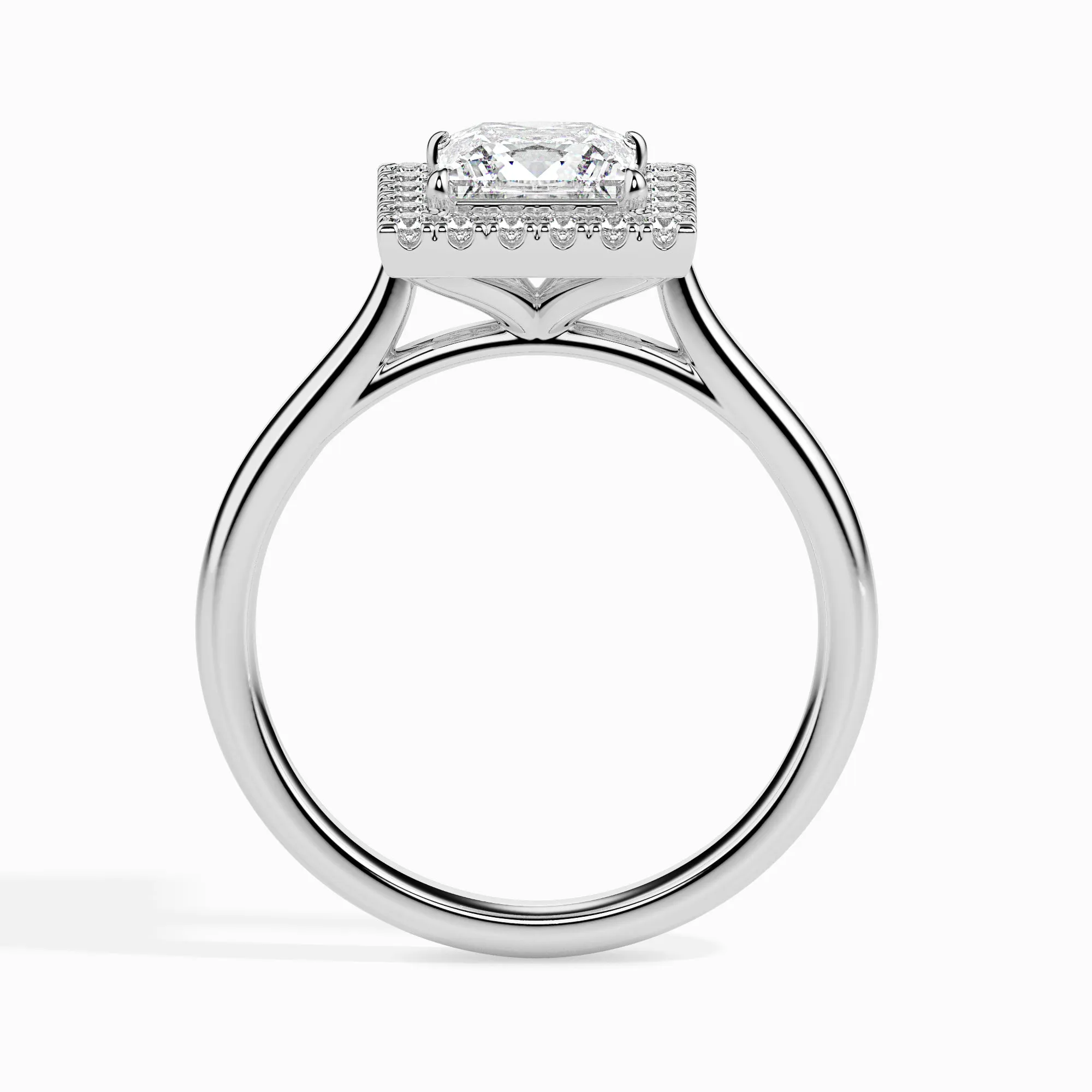 1-Carat Princess Cut Solitaire Square Halo Diamond Platinum Ring JL PT 19022-C