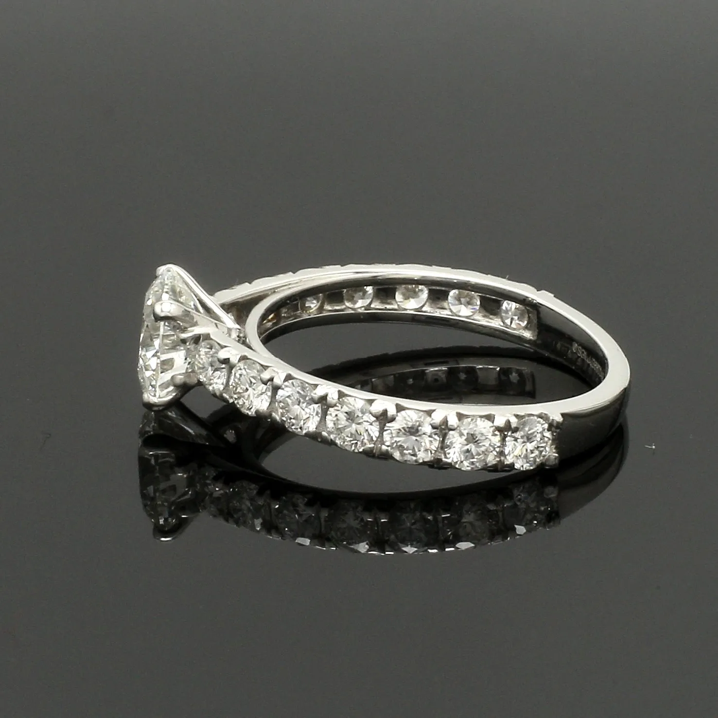 1-Carat Solitaire Diamond Shank Platinum Ring JL PT 1350-B