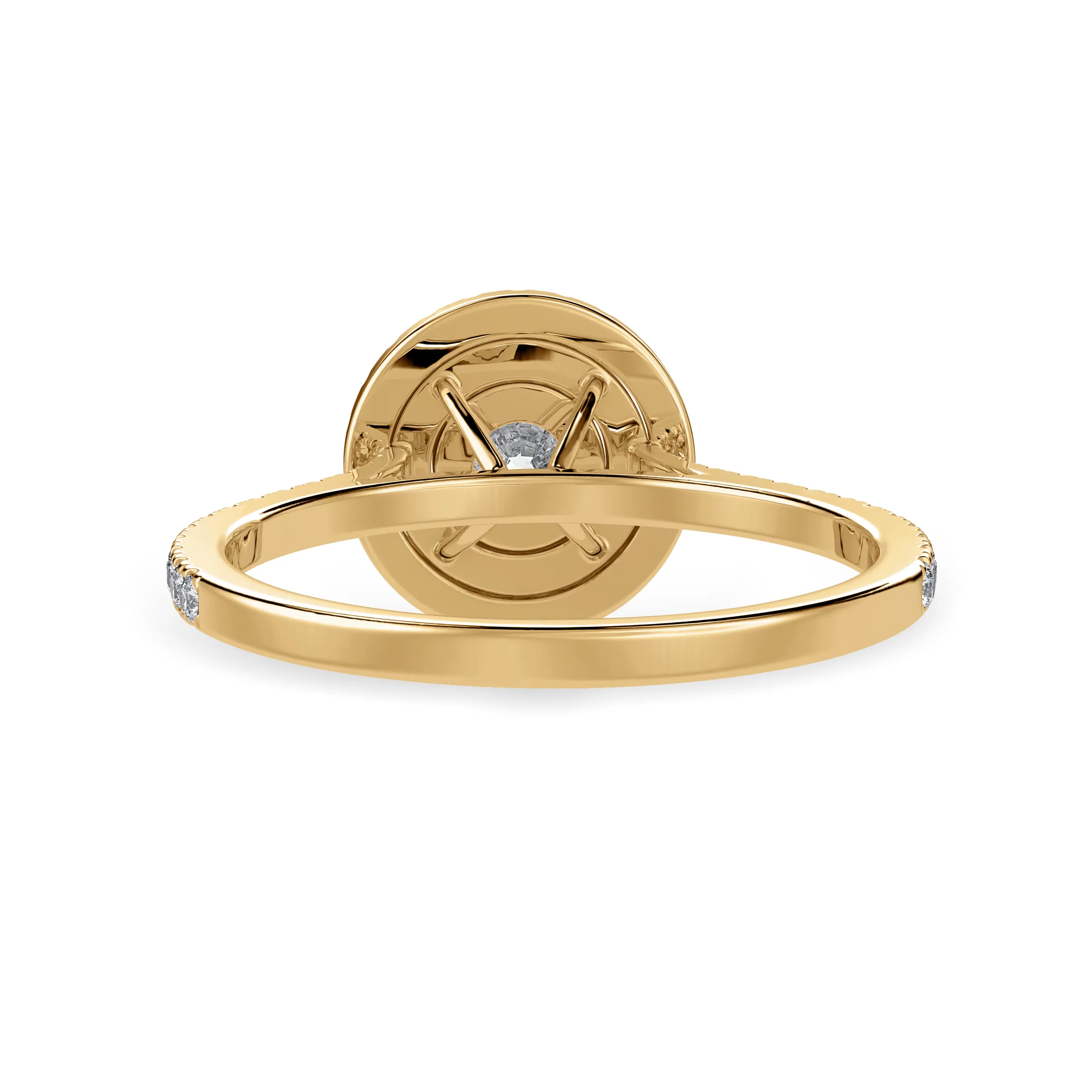 1-Carat Solitaire Double Halo Diamond Shank 18K Yellow Gold Ring JL AU 1302Y-C
