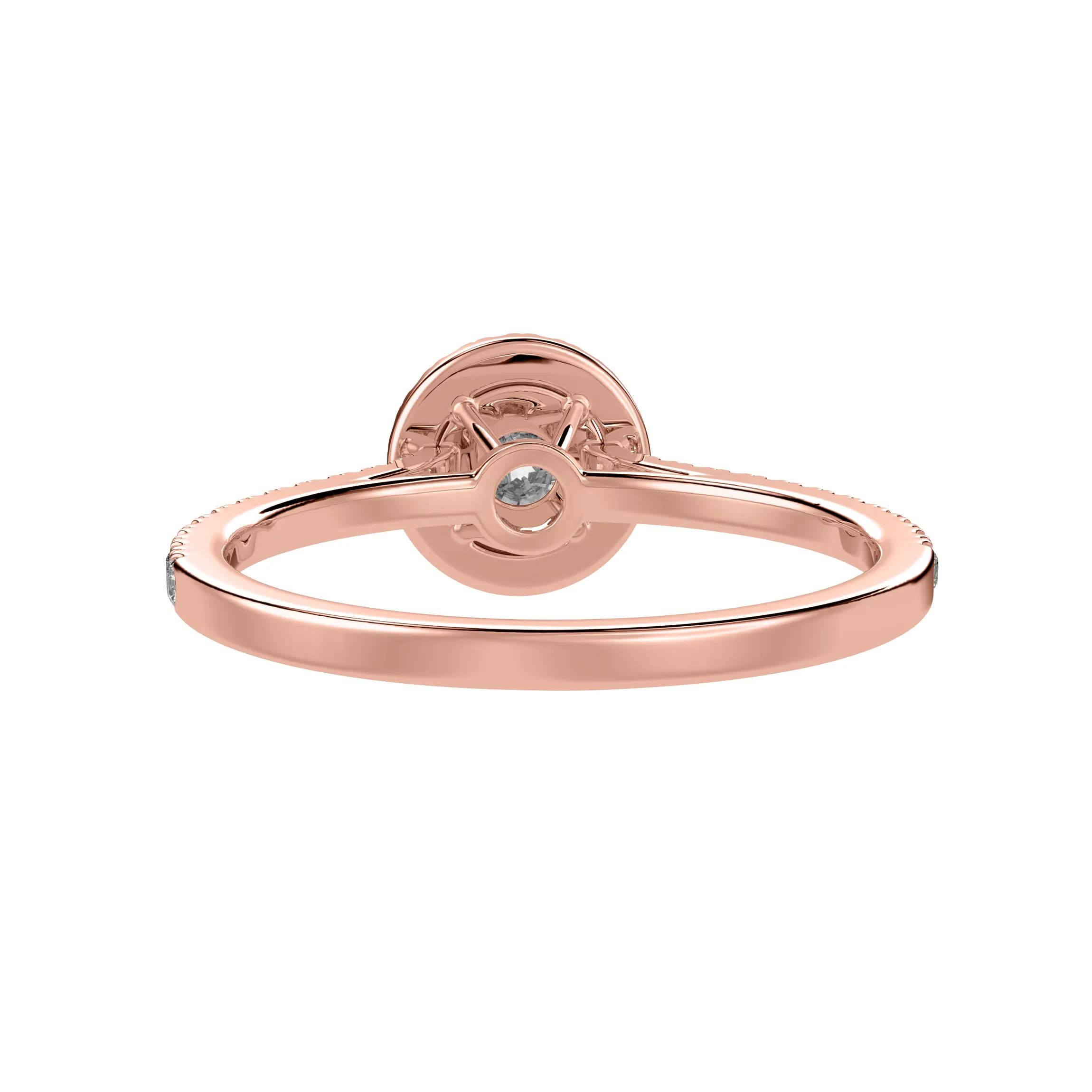 1-Carat Solitaire Halo Diamond Shank 18K Rose Gold Ring JL AU 1294R-C