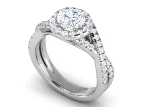 1 Carat Solitaire Halo Diamond Twisted Platinum Ring JL PT RH RD 113