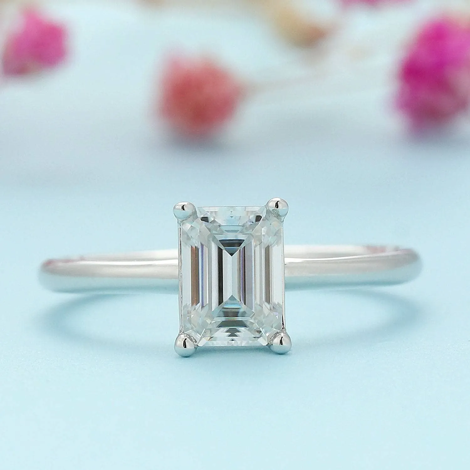 1.0 Ct Emerald Cut Diamond Solitaire Engagement Ring