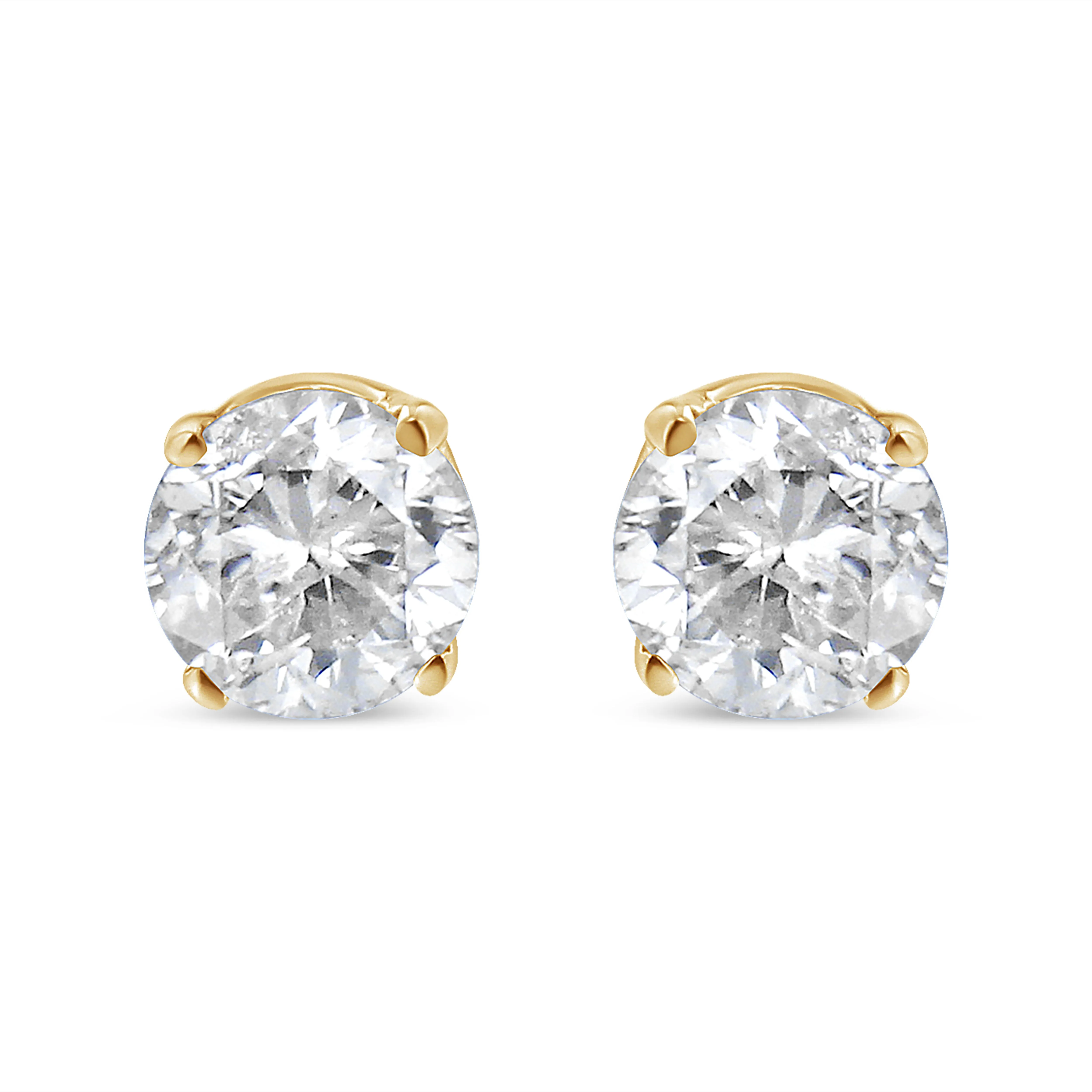 10K Yellow Gold 1/10 Cttw Round Brilliant-Cut Near Colorless Diamond Classic 4-Prong Stud Earrings
