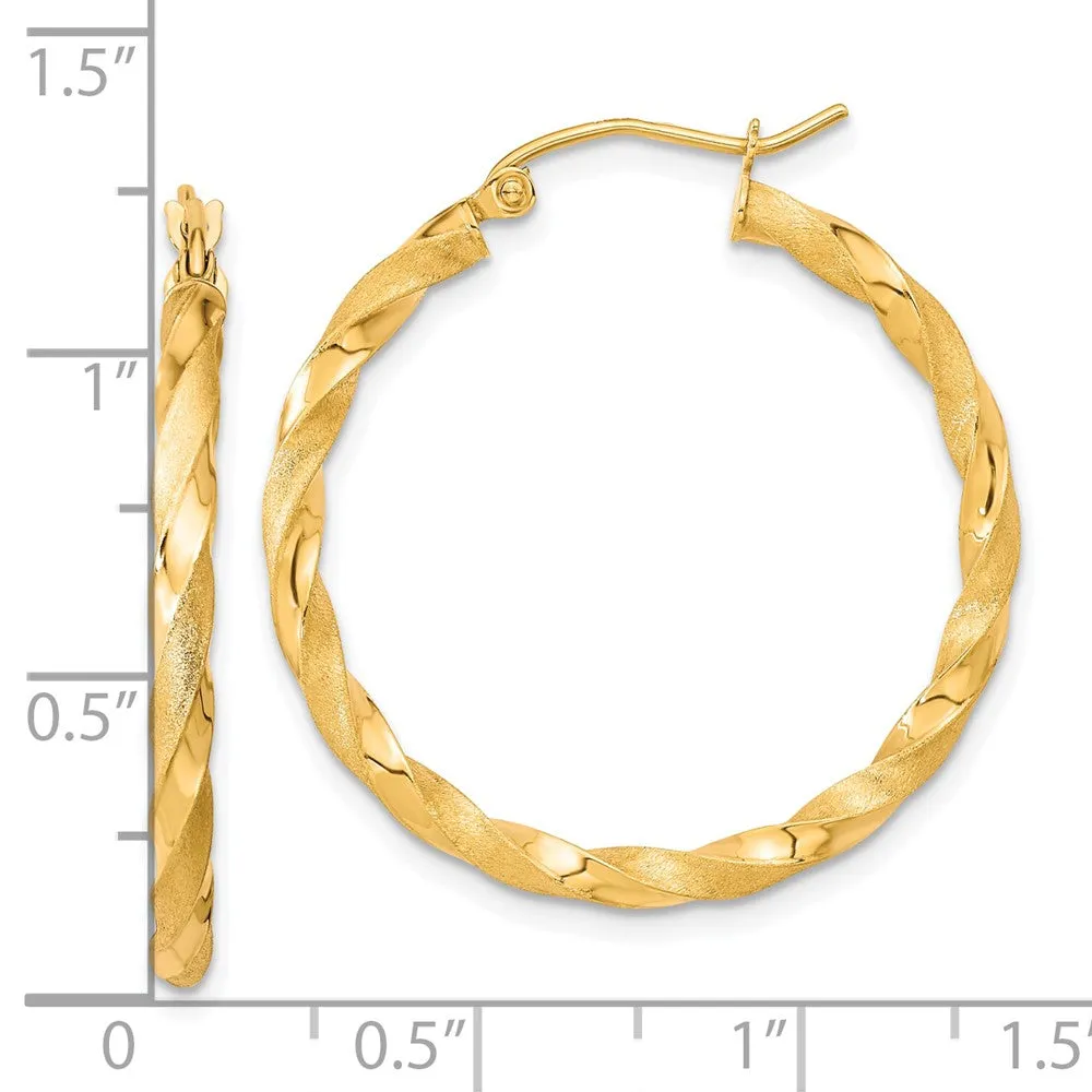 10KT Yellow Gold 30X2.5MM Twist Hoop Earrings