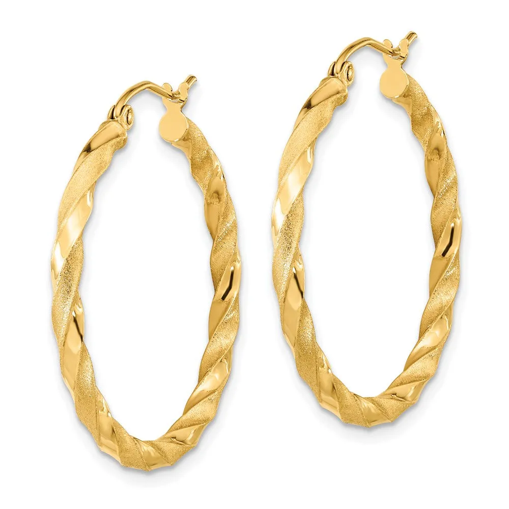 10KT Yellow Gold 30X2.5MM Twist Hoop Earrings