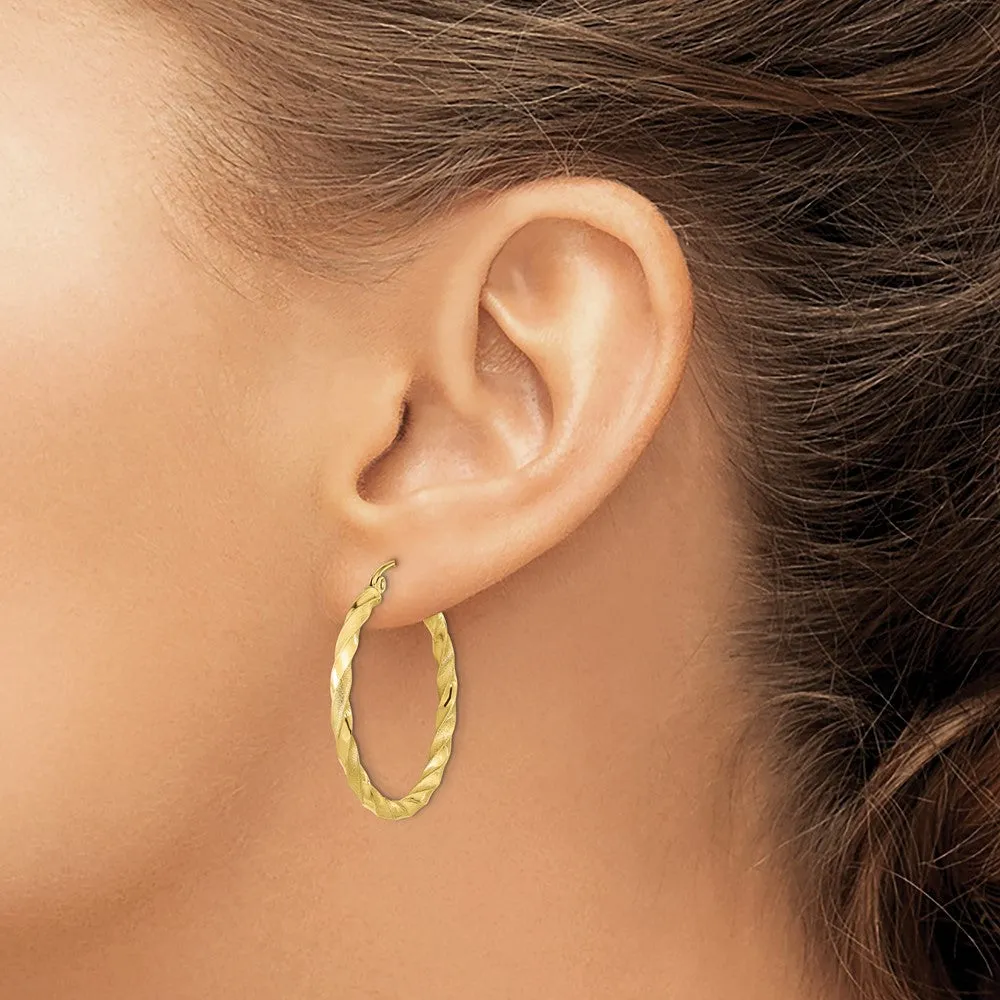 10KT Yellow Gold 30X2.5MM Twist Hoop Earrings