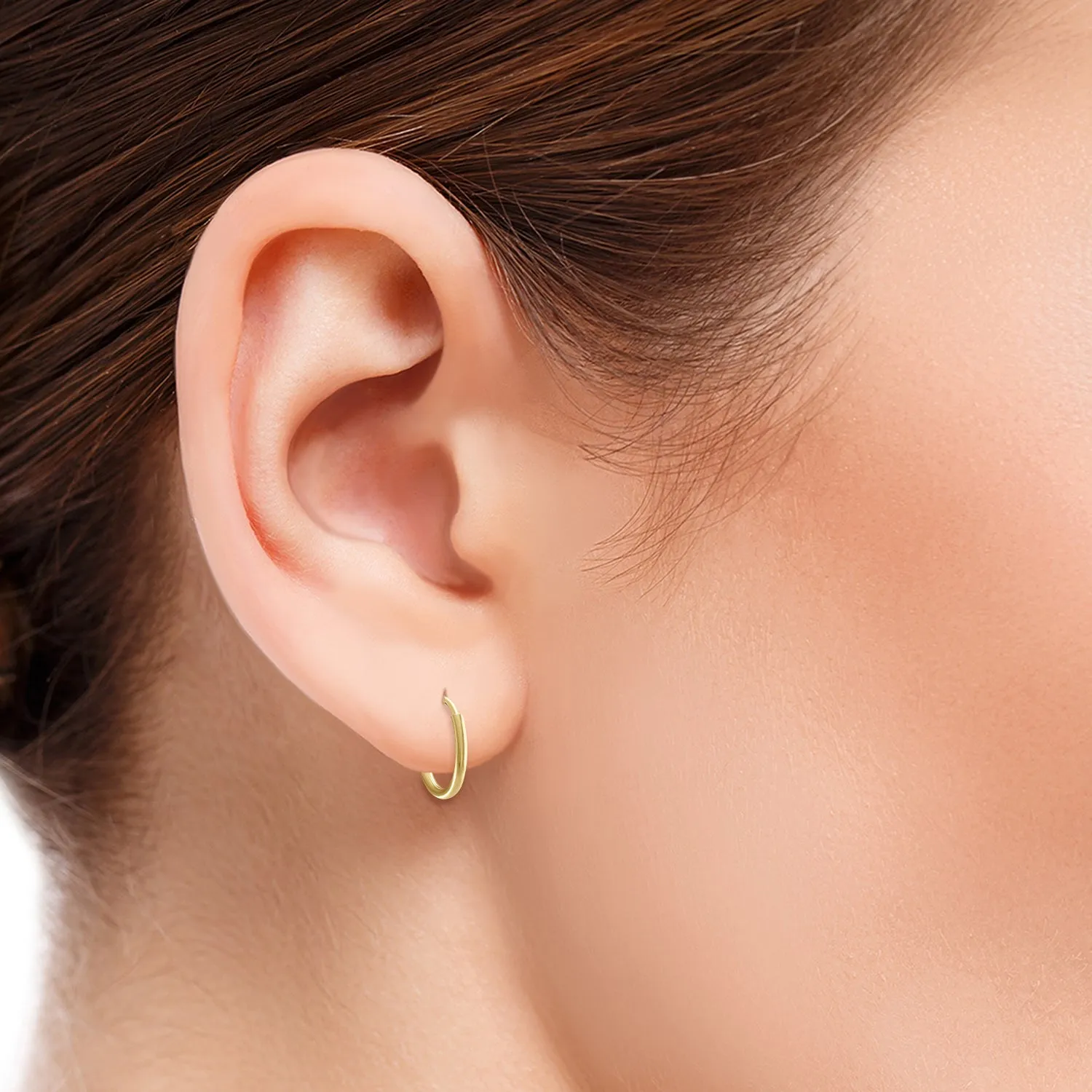 12Mm Endless 14K  Filled Thin Hoop Earrings