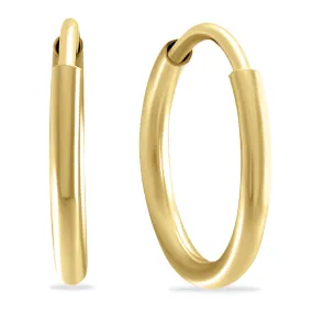 12Mm Endless 14K  Filled Thin Hoop Earrings